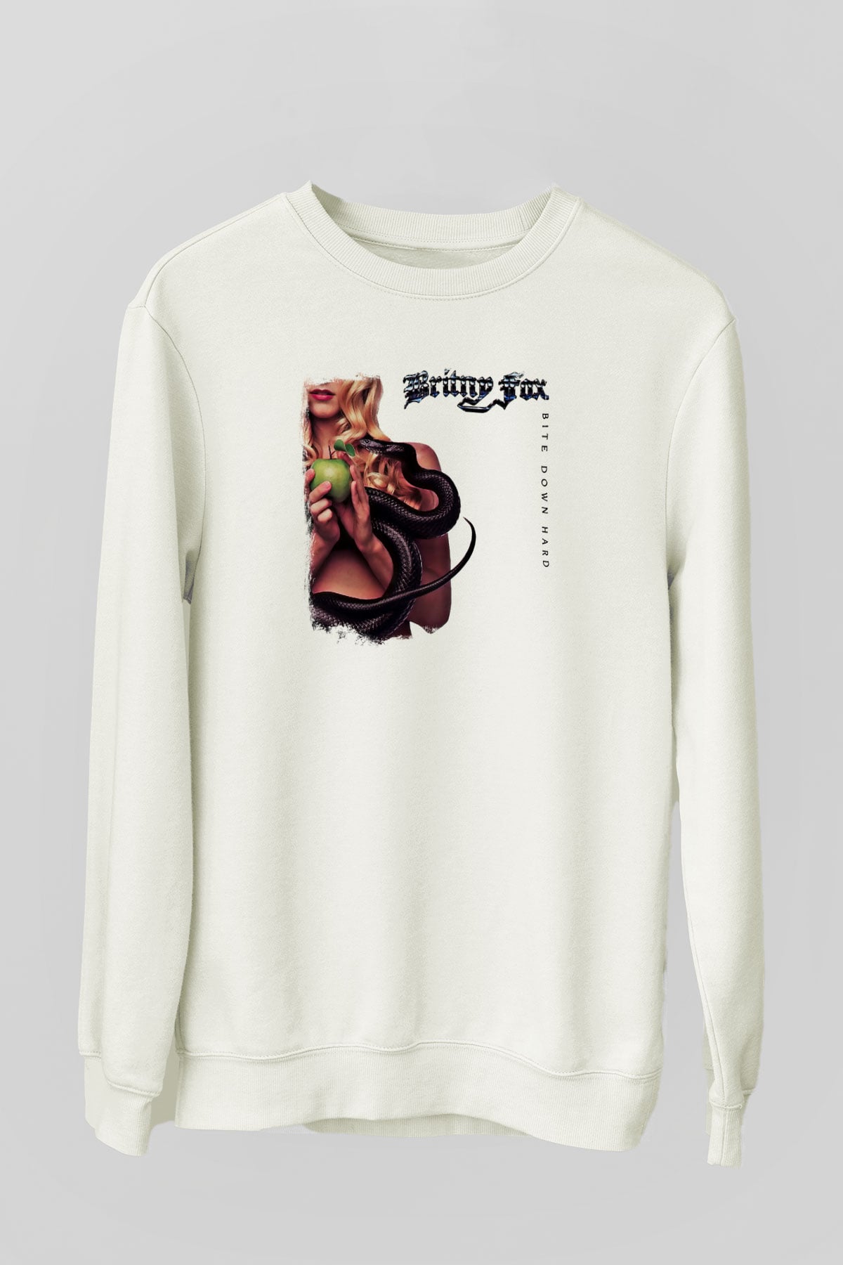 Britny Fox Baskılı Unisex Beyaz Sweatshirt