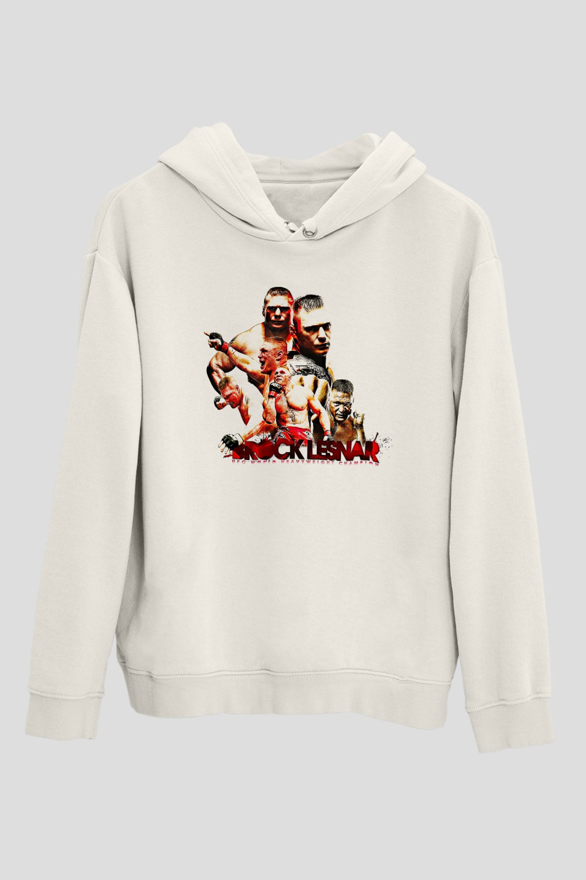 Brock Lesnar Baskılı Beyaz Unisex Hoodie