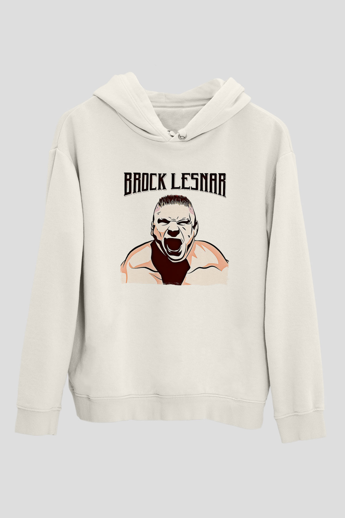 Brock Lesnar Baskılı Beyaz Unisex Hoodie