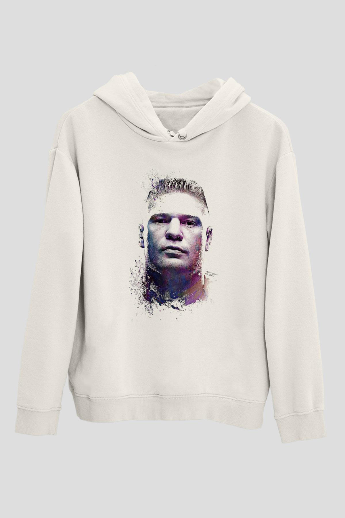 Brock Lesnar Baskılı Beyaz Unisex Hoodie