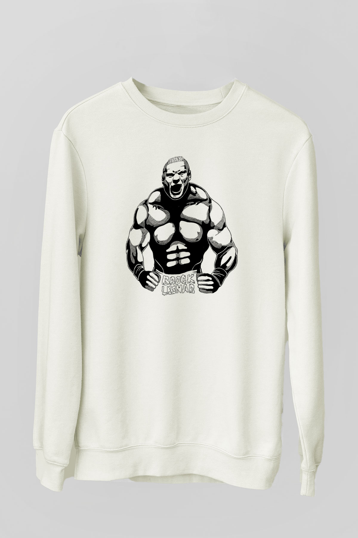 Brock Lesnar Baskılı Beyaz Unisex Sweatshirt
