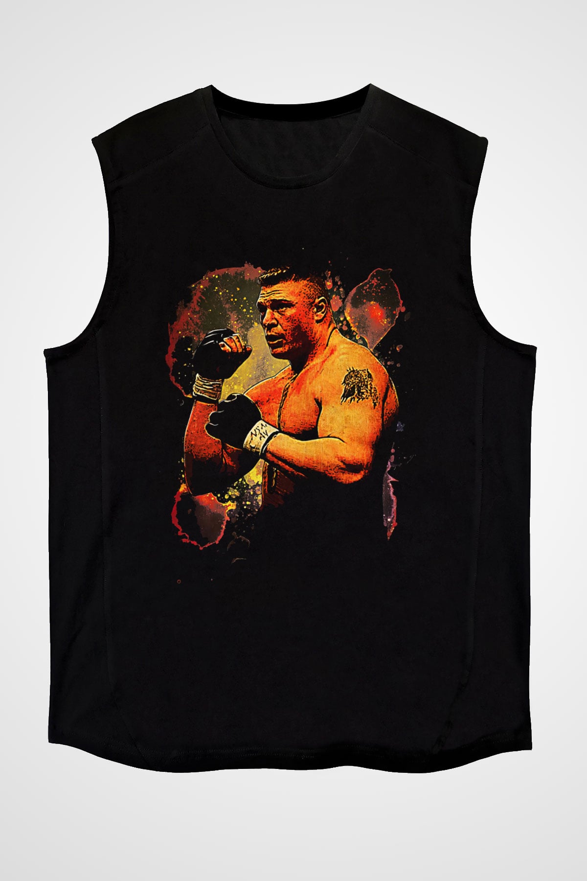 Brock Lesnar Baskılı Unisex Siyah Kolsuz Tişört - Tshirt