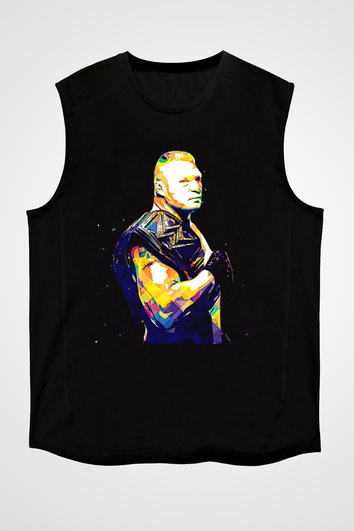 Brock Lesnar Baskılı Unisex Siyah Kolsuz Tişört - Tshirt