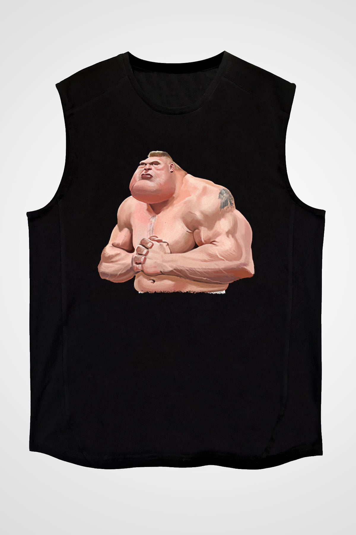 Brock Lesnar Baskılı Unisex Siyah Kolsuz Tişört - Tshirt
