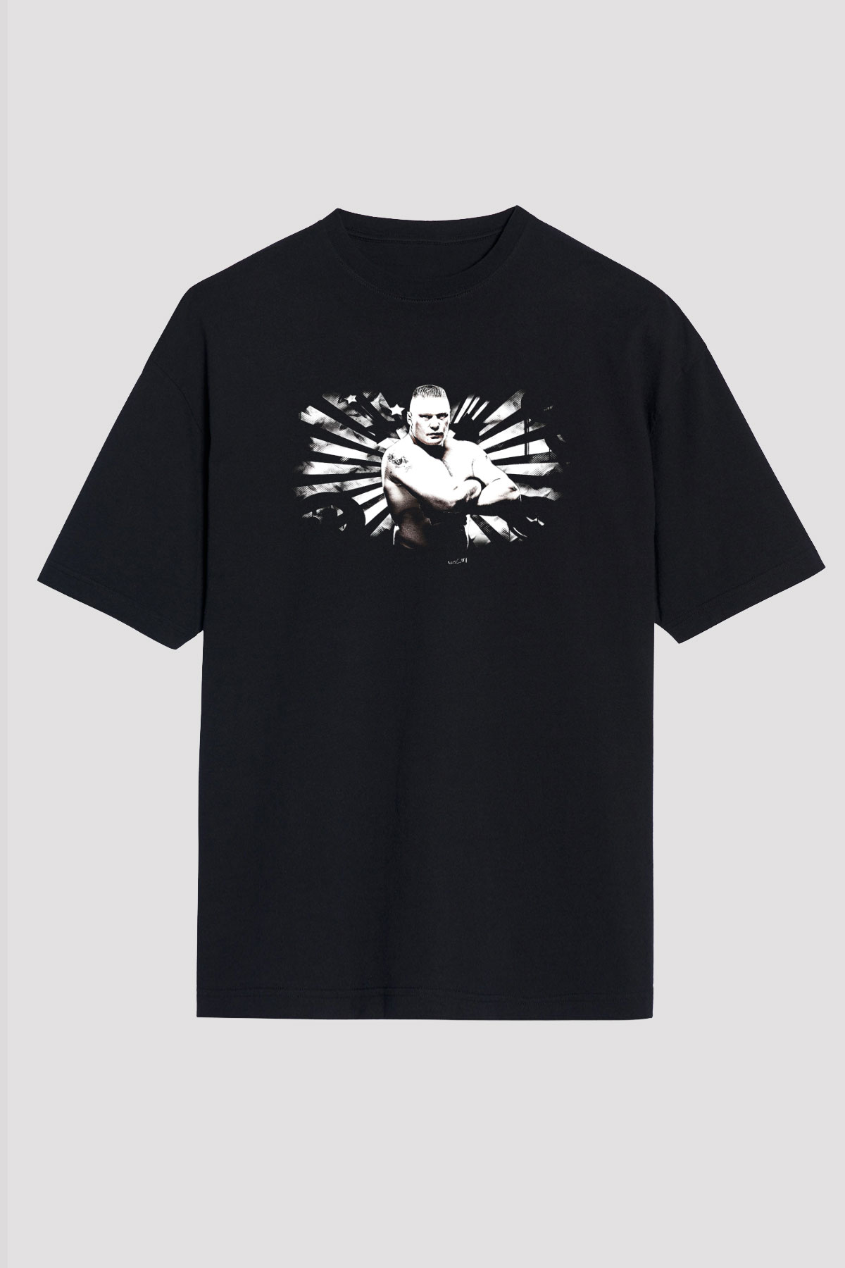 Brock Lesnar Baskılı Unisex Siyah Oversize Tişört - Tshirt