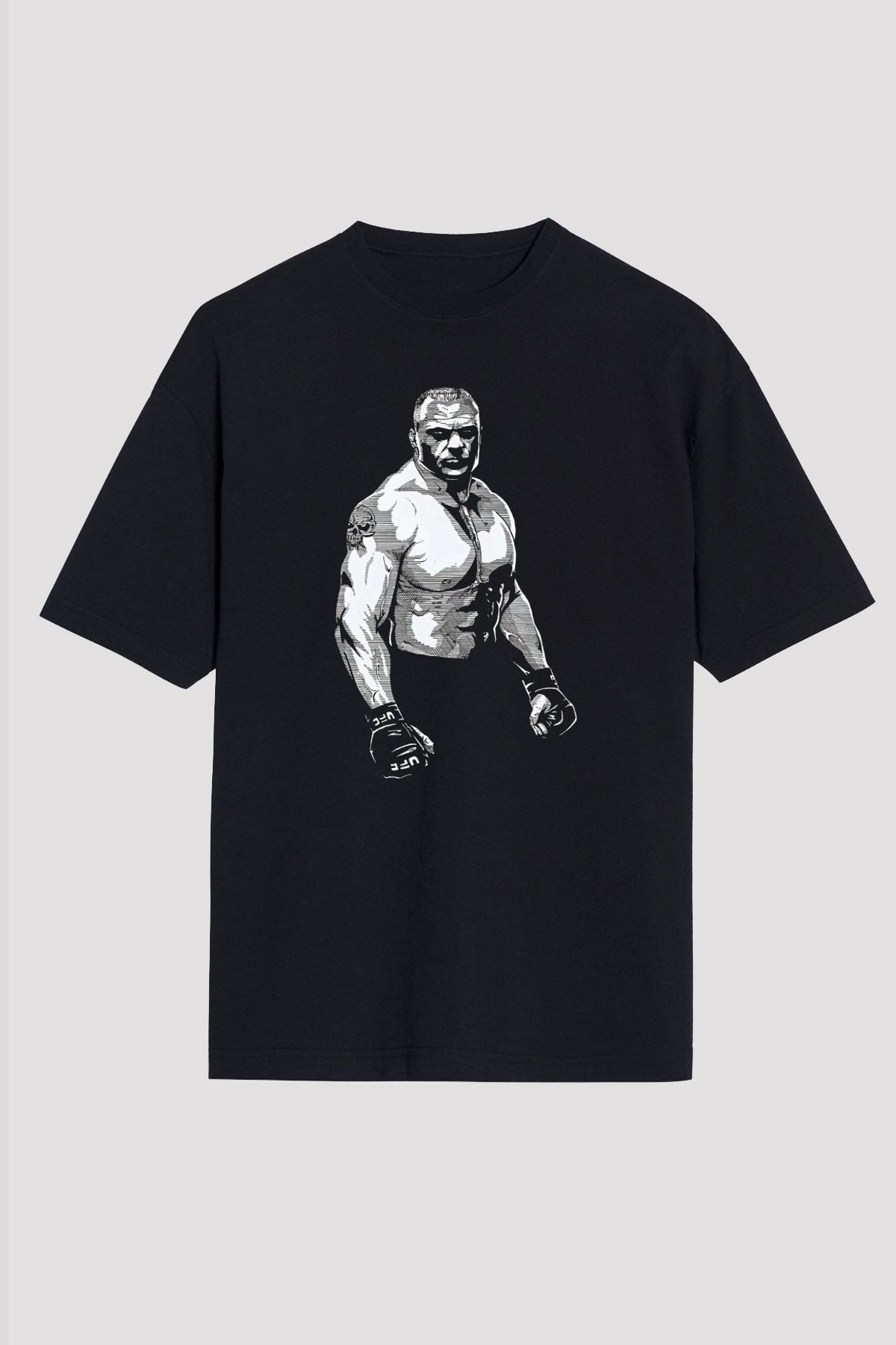 Brock Lesnar Baskılı Unisex Siyah Oversize Tişört - Tshirt