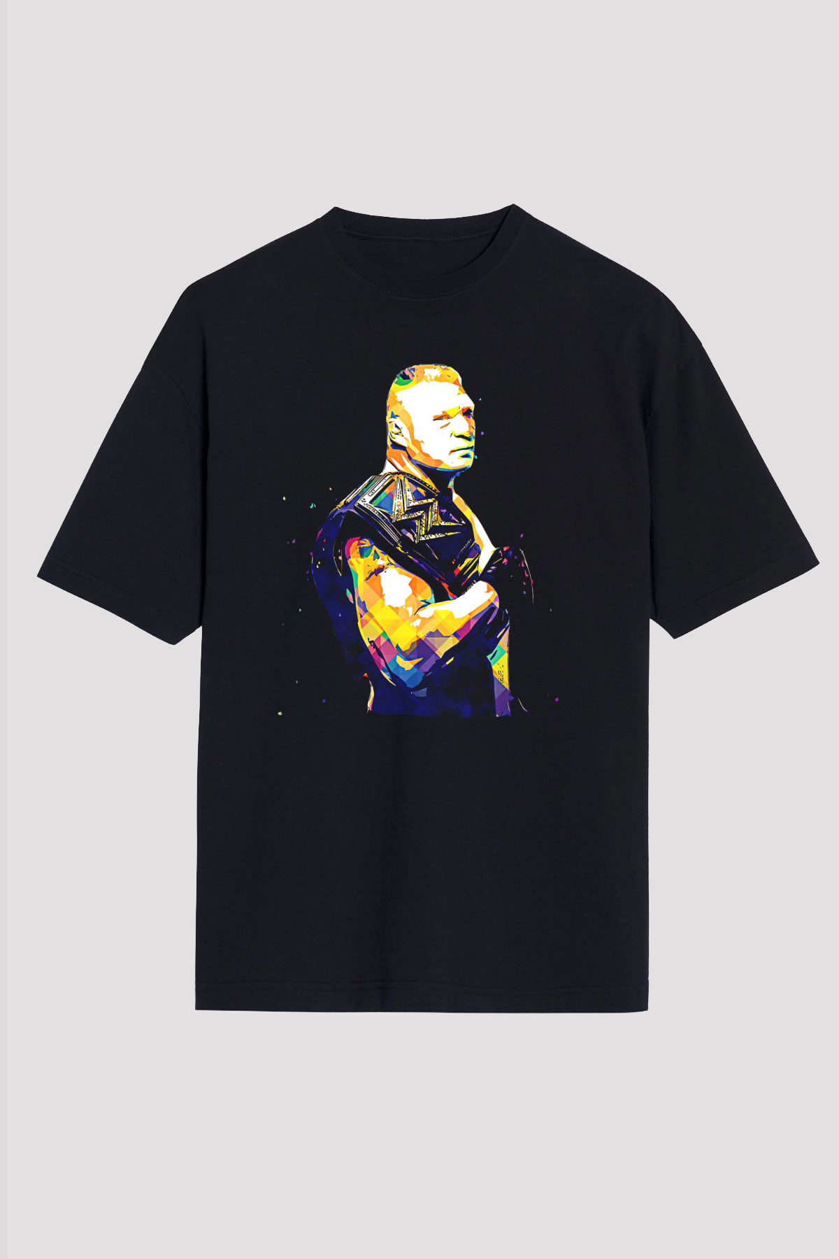 Brock Lesnar Baskılı Unisex Siyah Oversize Tişört - Tshirt