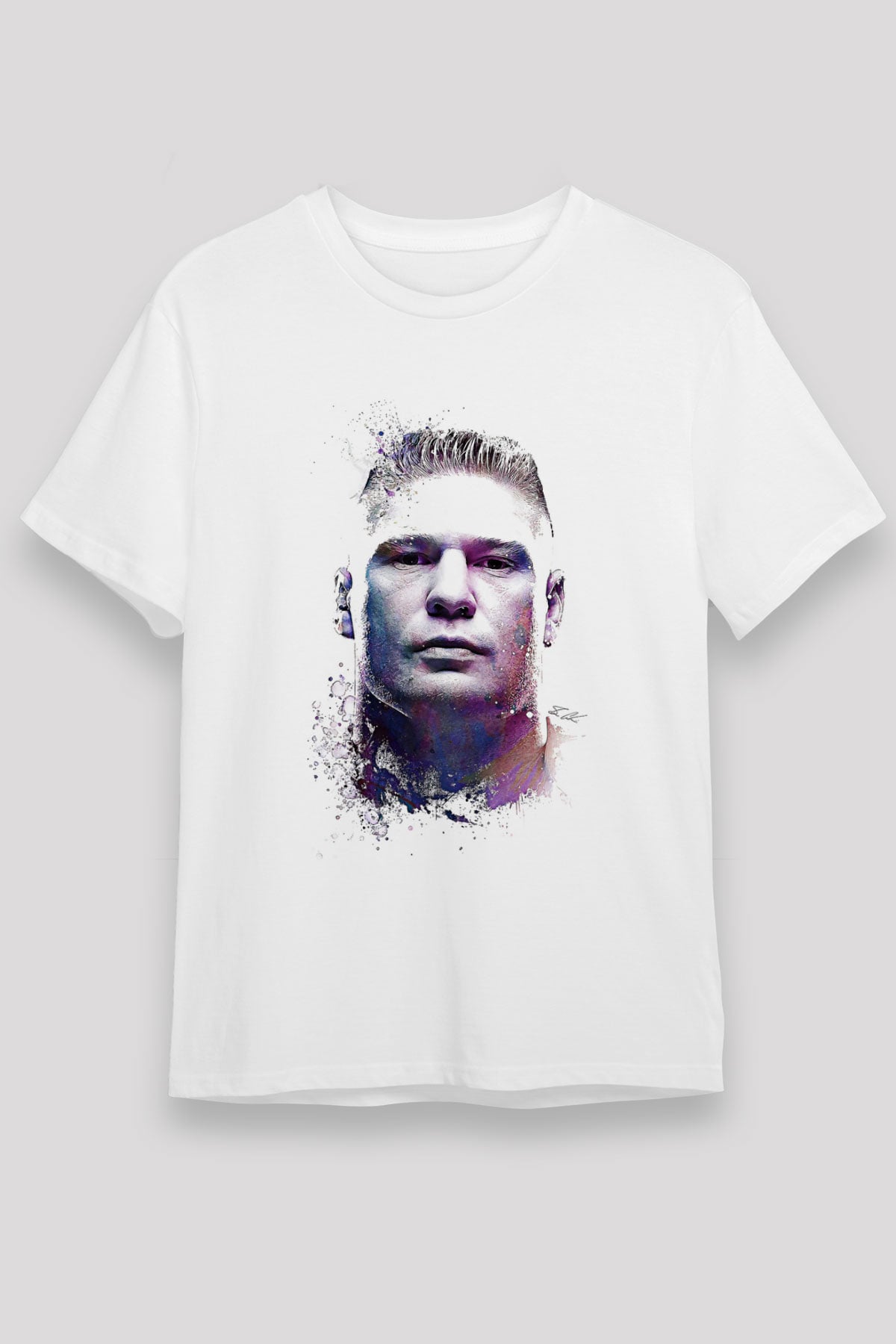 Brock Lesnar Unisex Baskılı Beyaz Tişört - Tshirt
