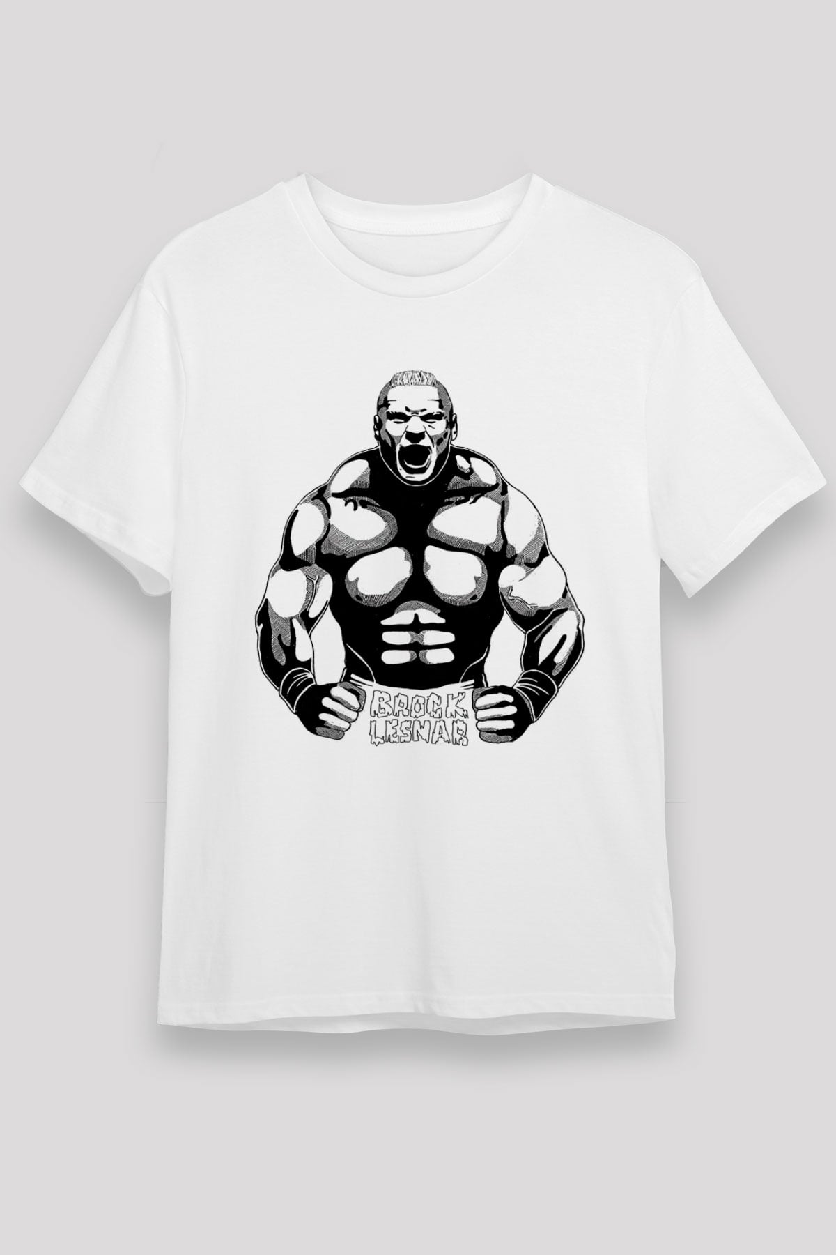 Brock Lesnar Unisex Baskılı Beyaz Tişört - Tshirt