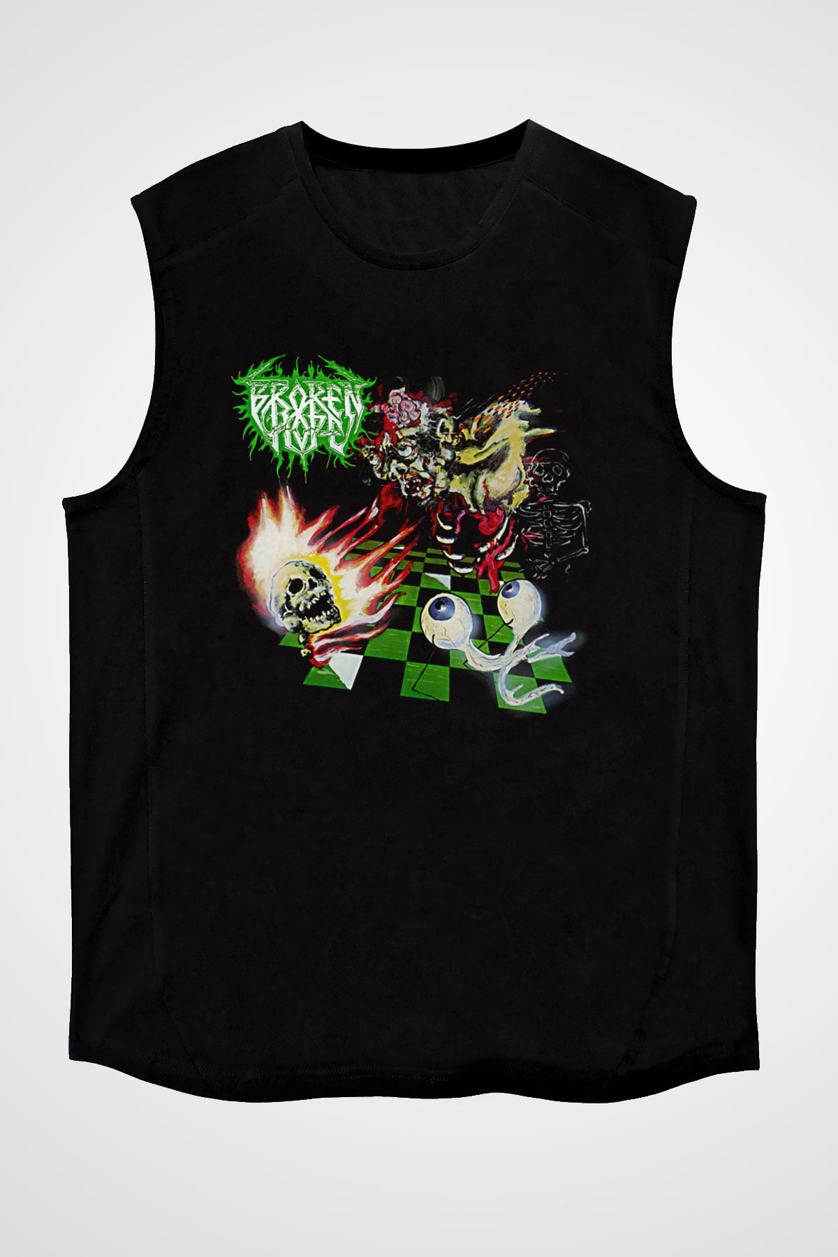 Broken Hope Baskılı Unisex Siyah Kolsuz Tişört - Tshirt