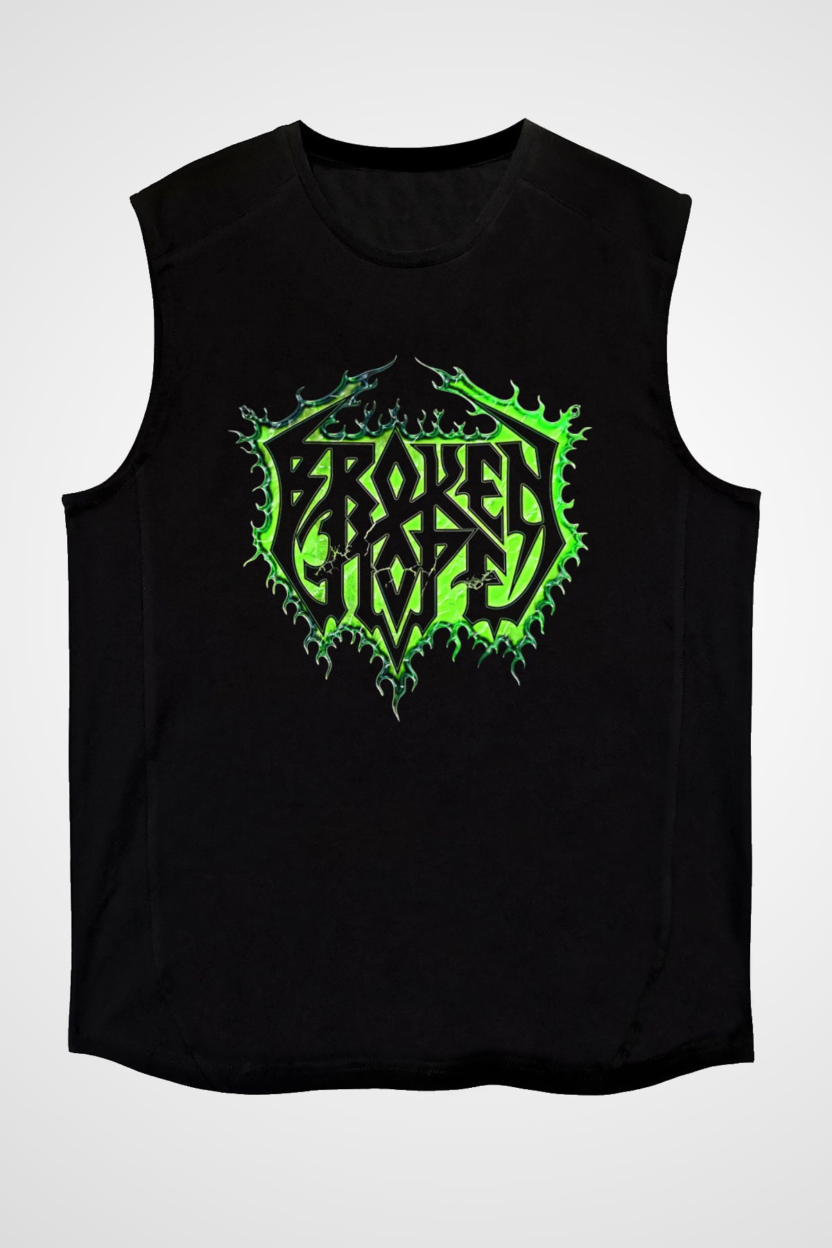 Broken Hope Baskılı Unisex Siyah Kolsuz Tişört - Tshirt