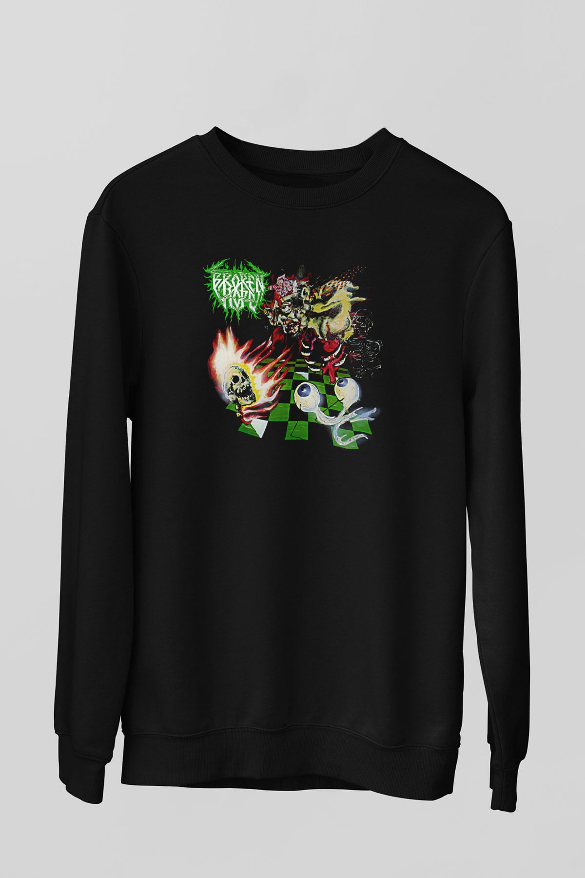 Broken Hope Baskılı Unisex Siyah Sweatshirt
