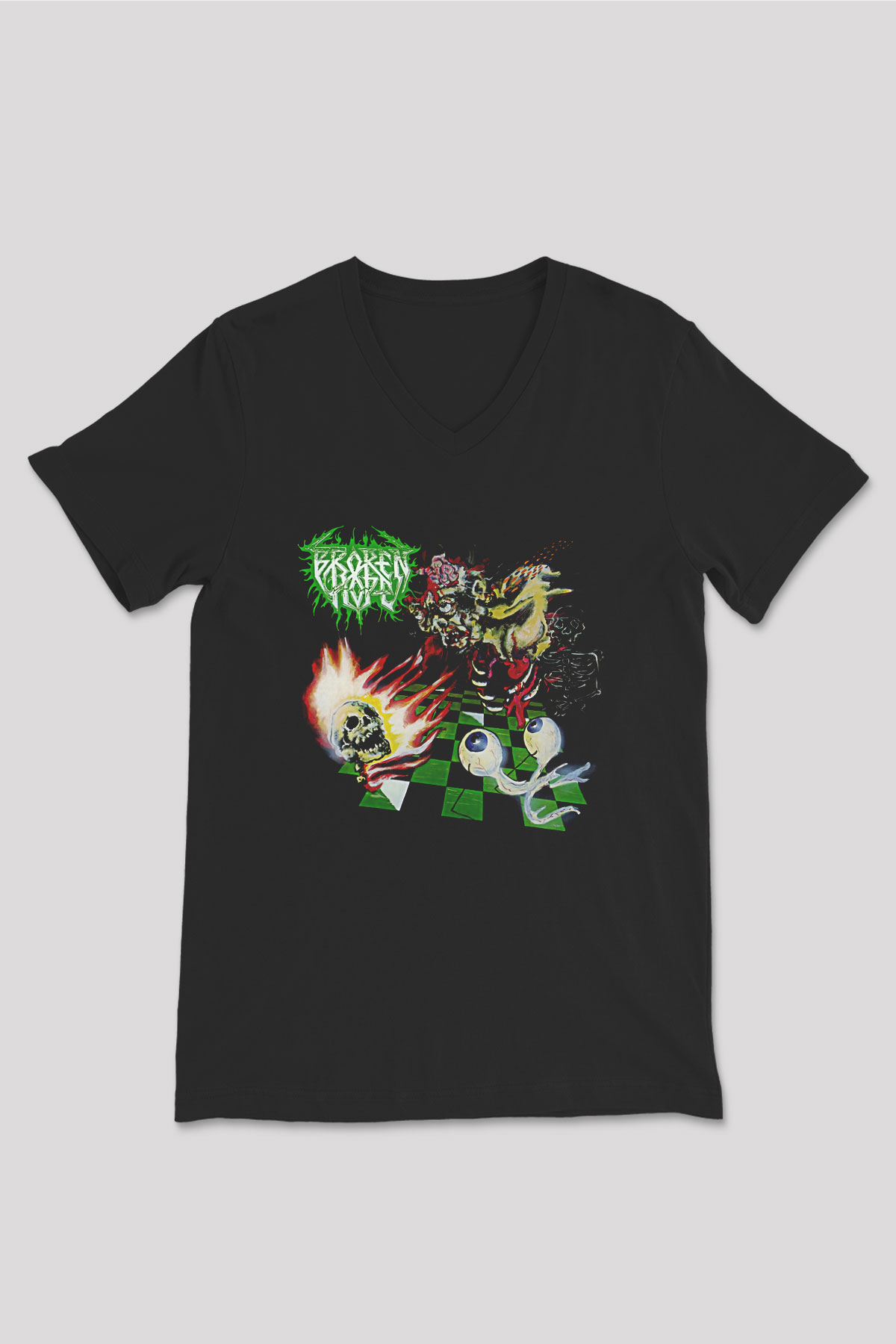 Broken Hope Baskılı Unisex Siyah V Yaka Tişört - Tshirt