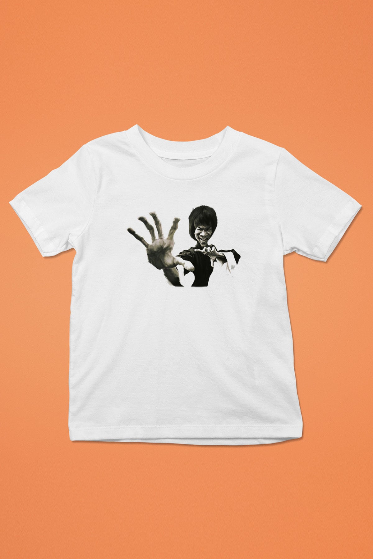 Bruce Lee Baskılı Beyaz Unisex Çocuk Tişört