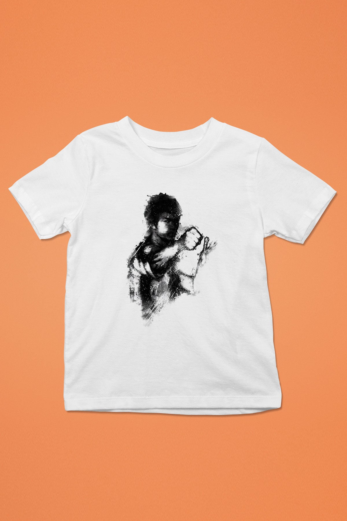 Bruce Lee Baskılı Beyaz Unisex Çocuk Tişört