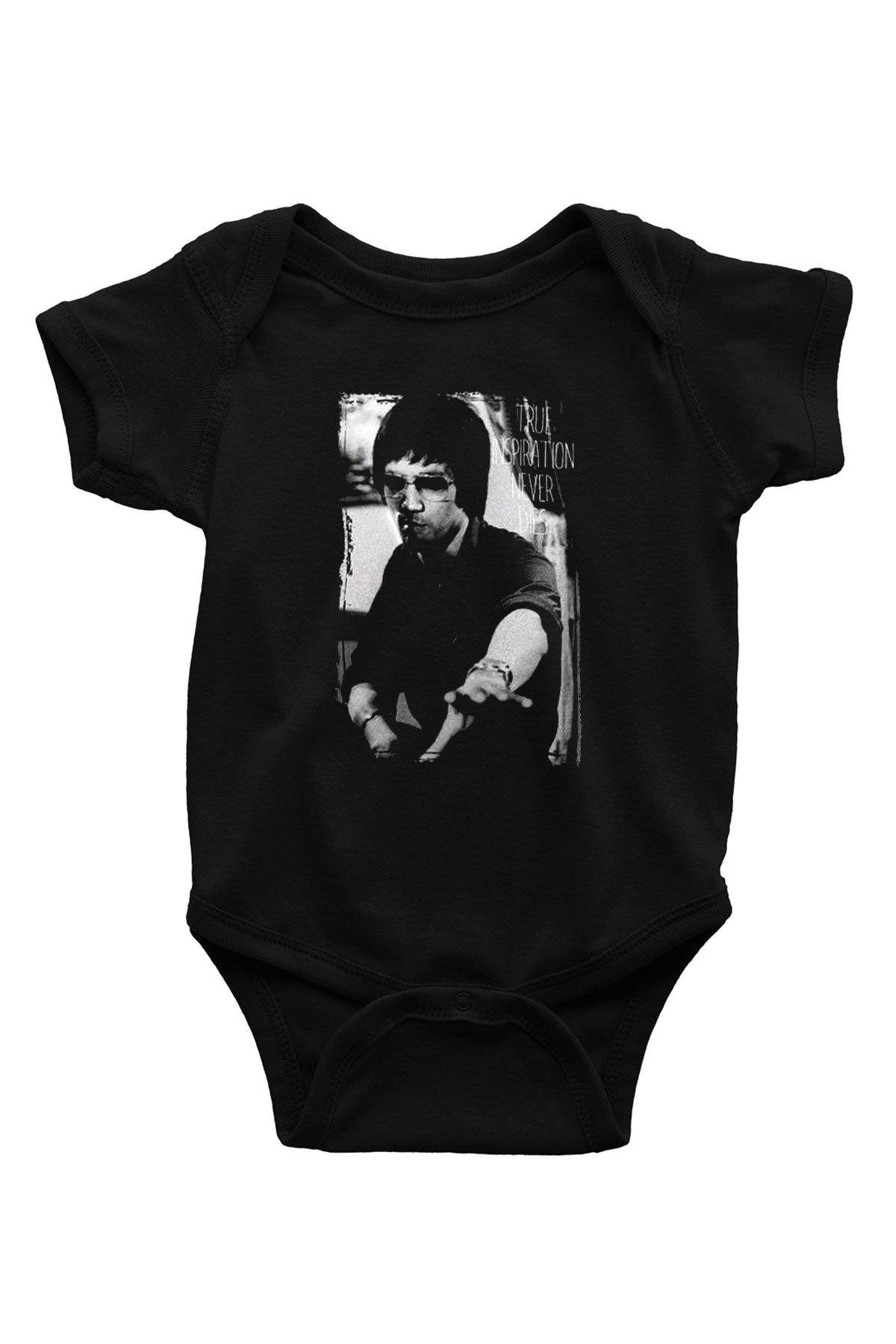 Bruce Lee Baskılı Siyah Bebek Body - Zıbın