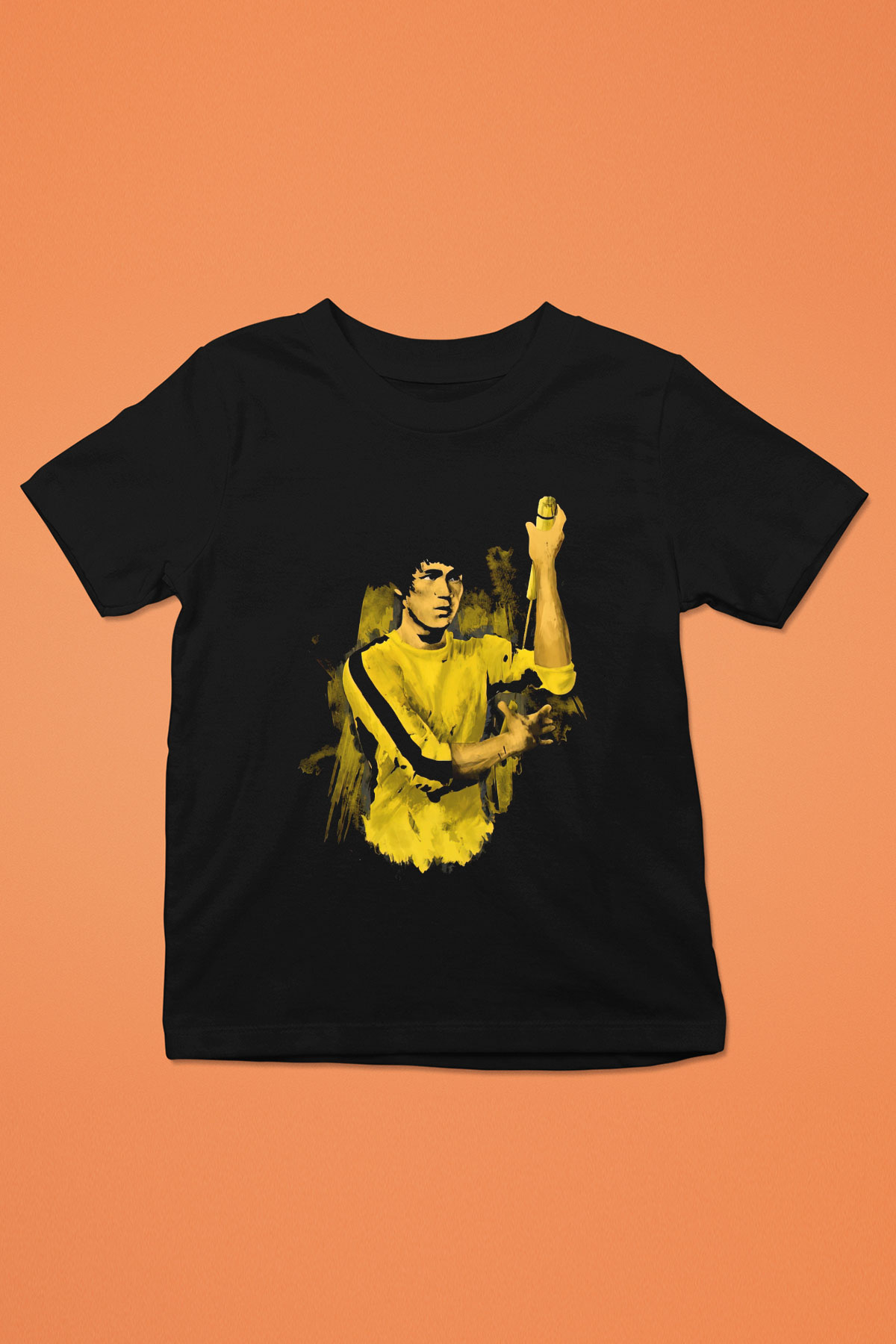 Bruce Lee Baskılı Siyah Unisex Çocuk Tişört
