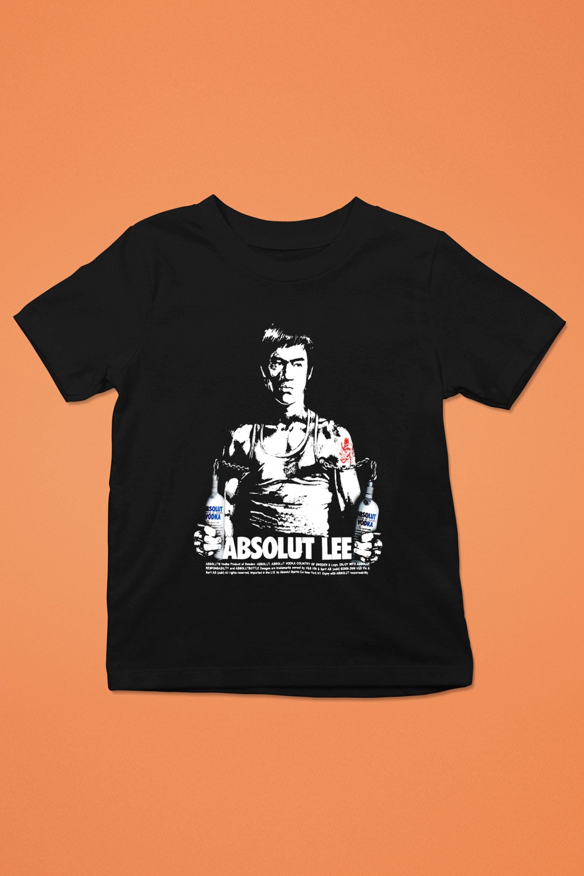 Bruce Lee Baskılı Siyah Unisex Çocuk Tişört