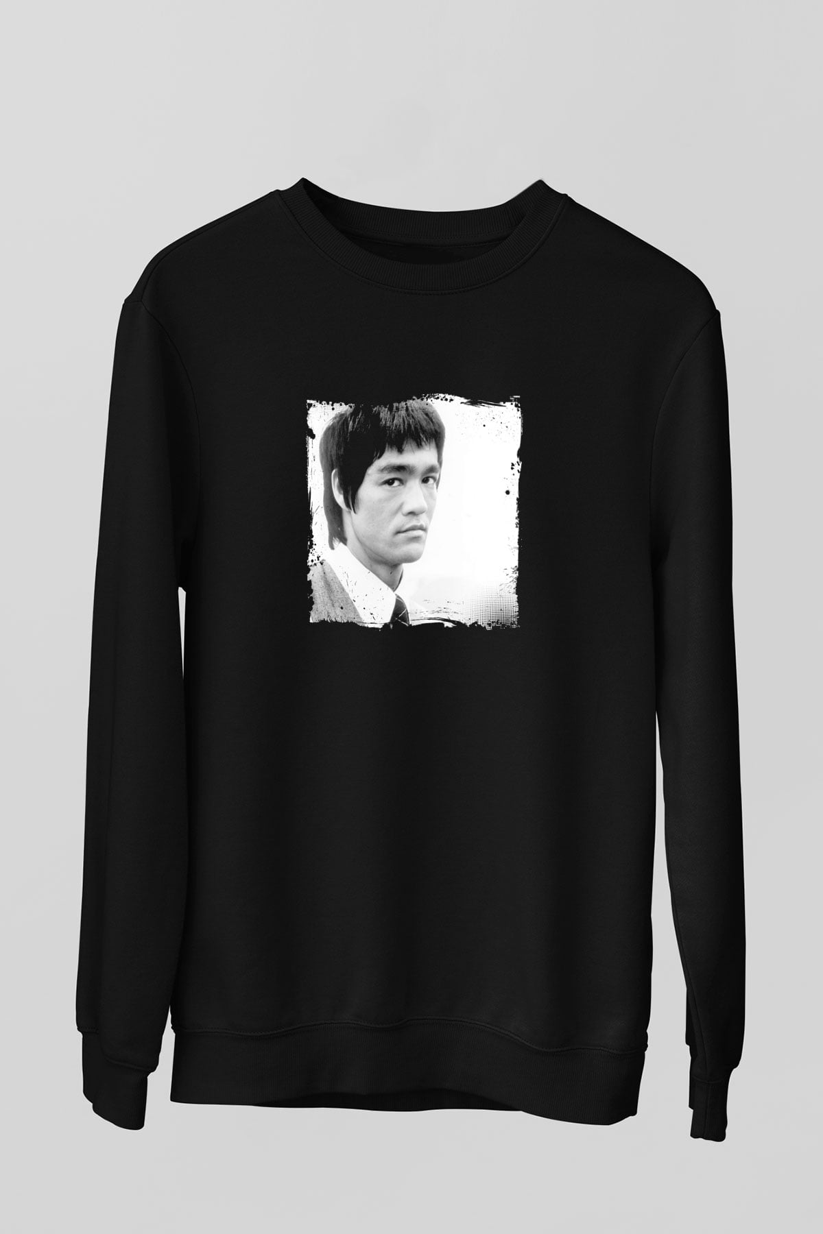 Bruce Lee Baskılı Unisex Siyah Sweatshirt