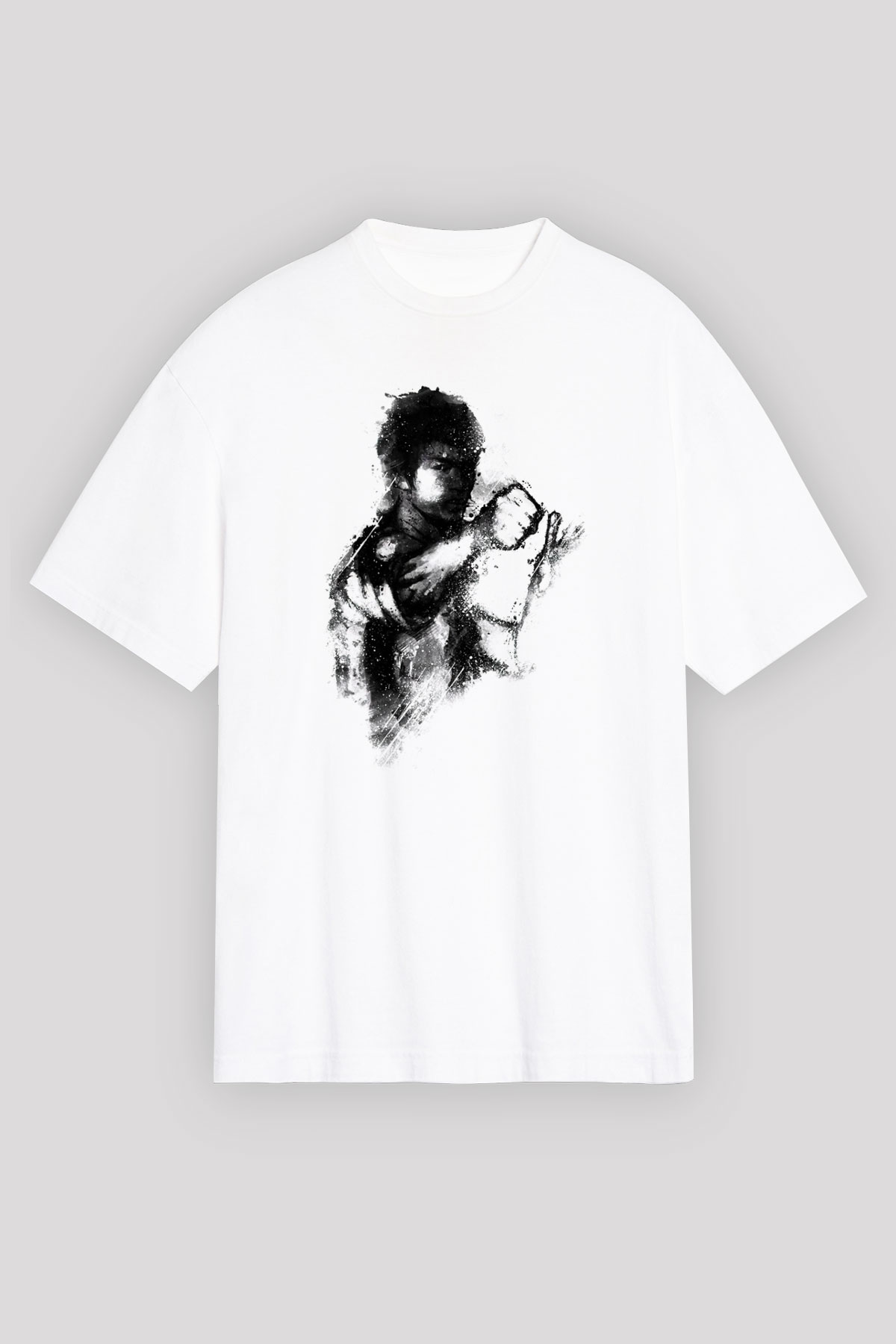 Bruce Lee Beyaz Unisex Oversize Tişört T-Shirt