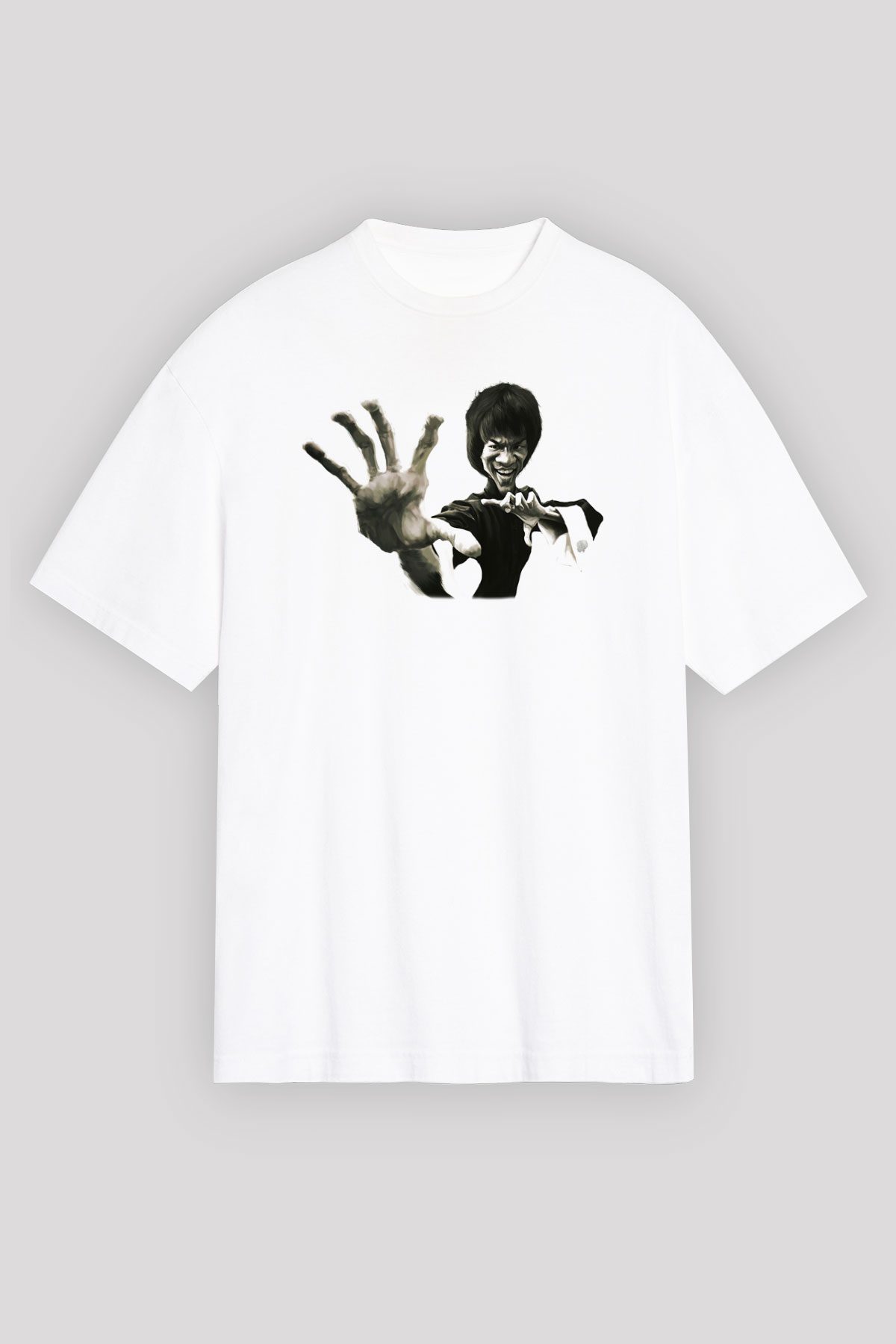 Bruce Lee Beyaz Unisex Oversize Tişört T-Shirt