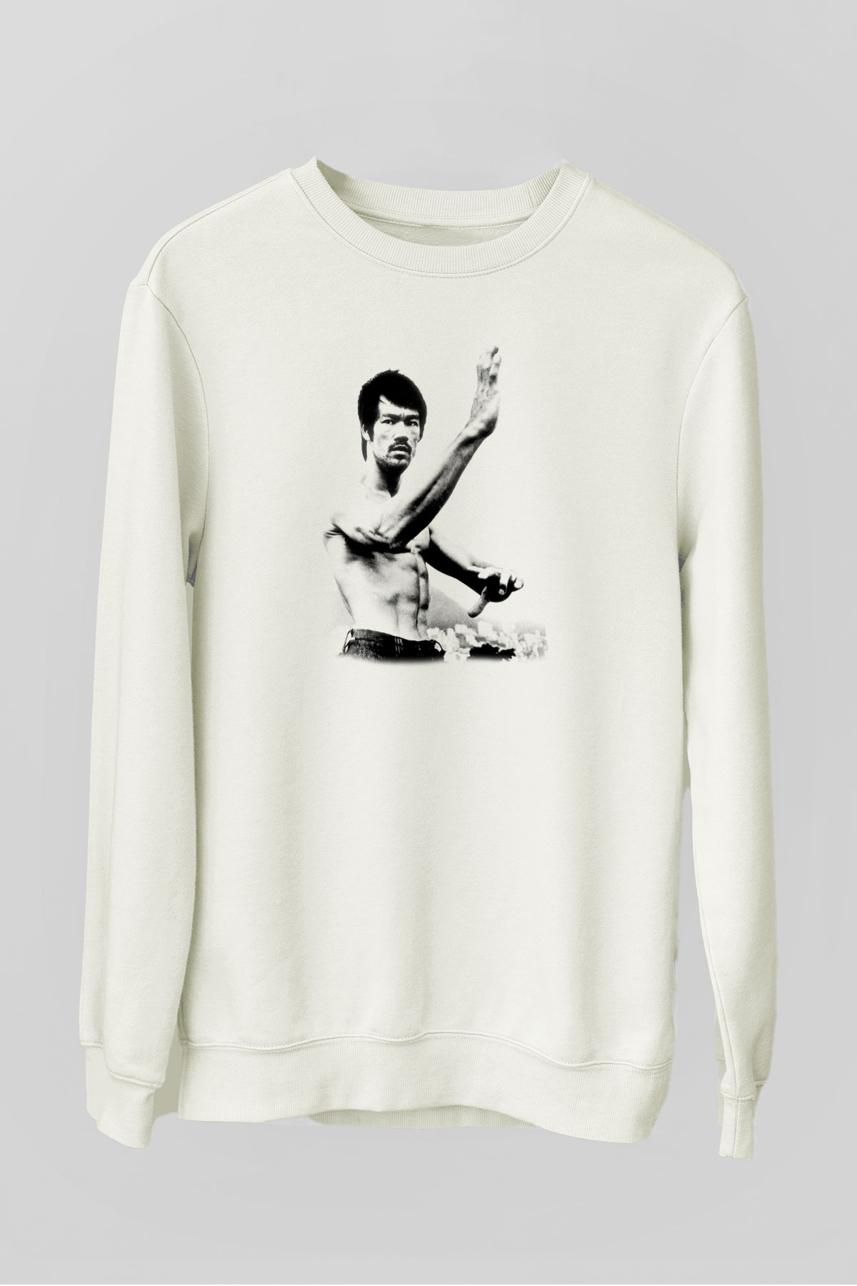 Bruce Lee Beyaz Unisex Sweatshirt