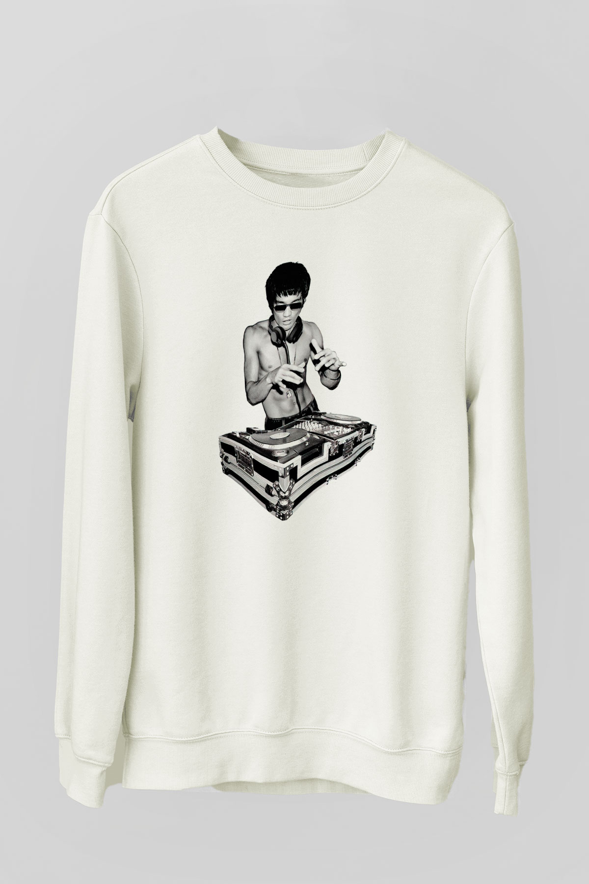 Bruce Lee Beyaz Unisex Sweatshirt