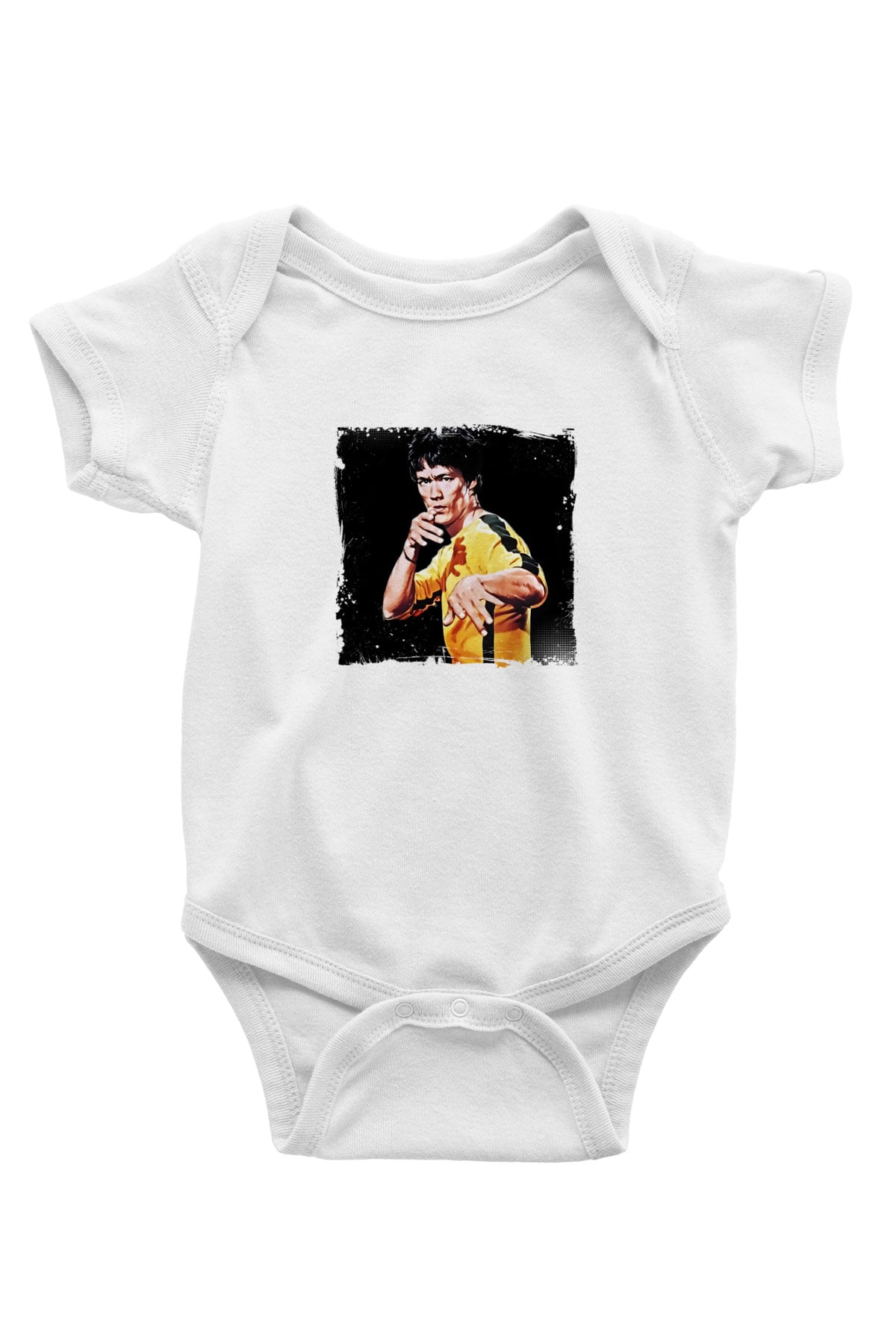 Bruce Lee Unisex Baskılı Beyaz Bebek Body - Zıbın