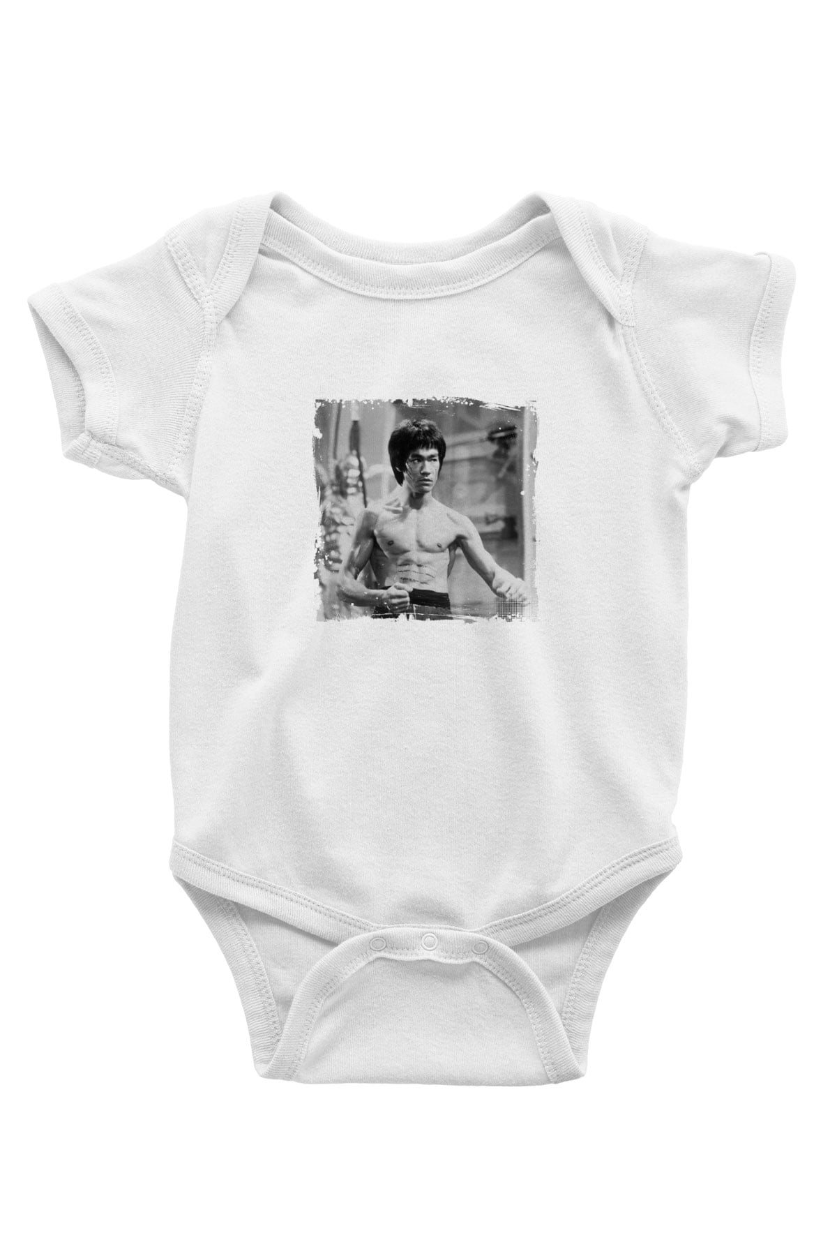 Bruce Lee Unisex Baskılı Beyaz Bebek Body - Zıbın