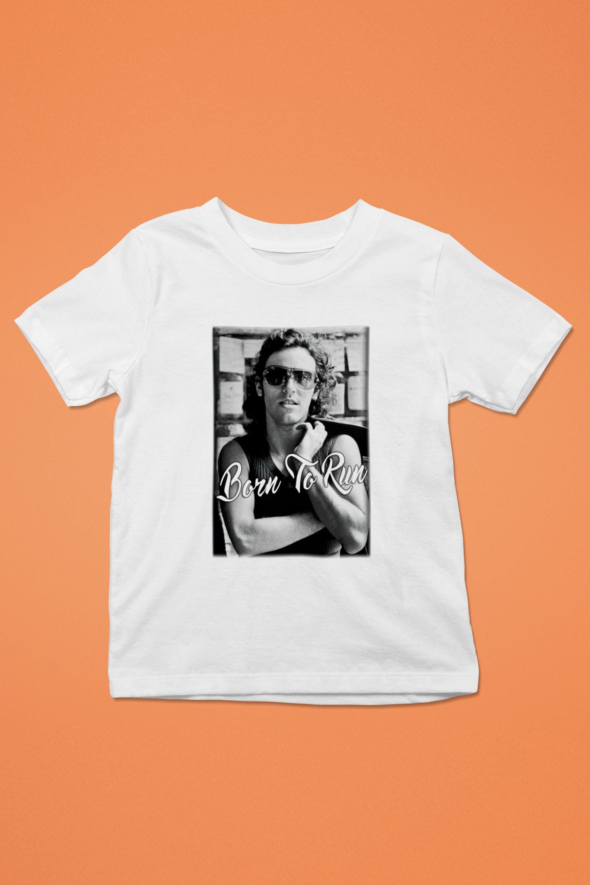 Bruce Springsteen Baskılı Beyaz Unisex Çocuk Tişört