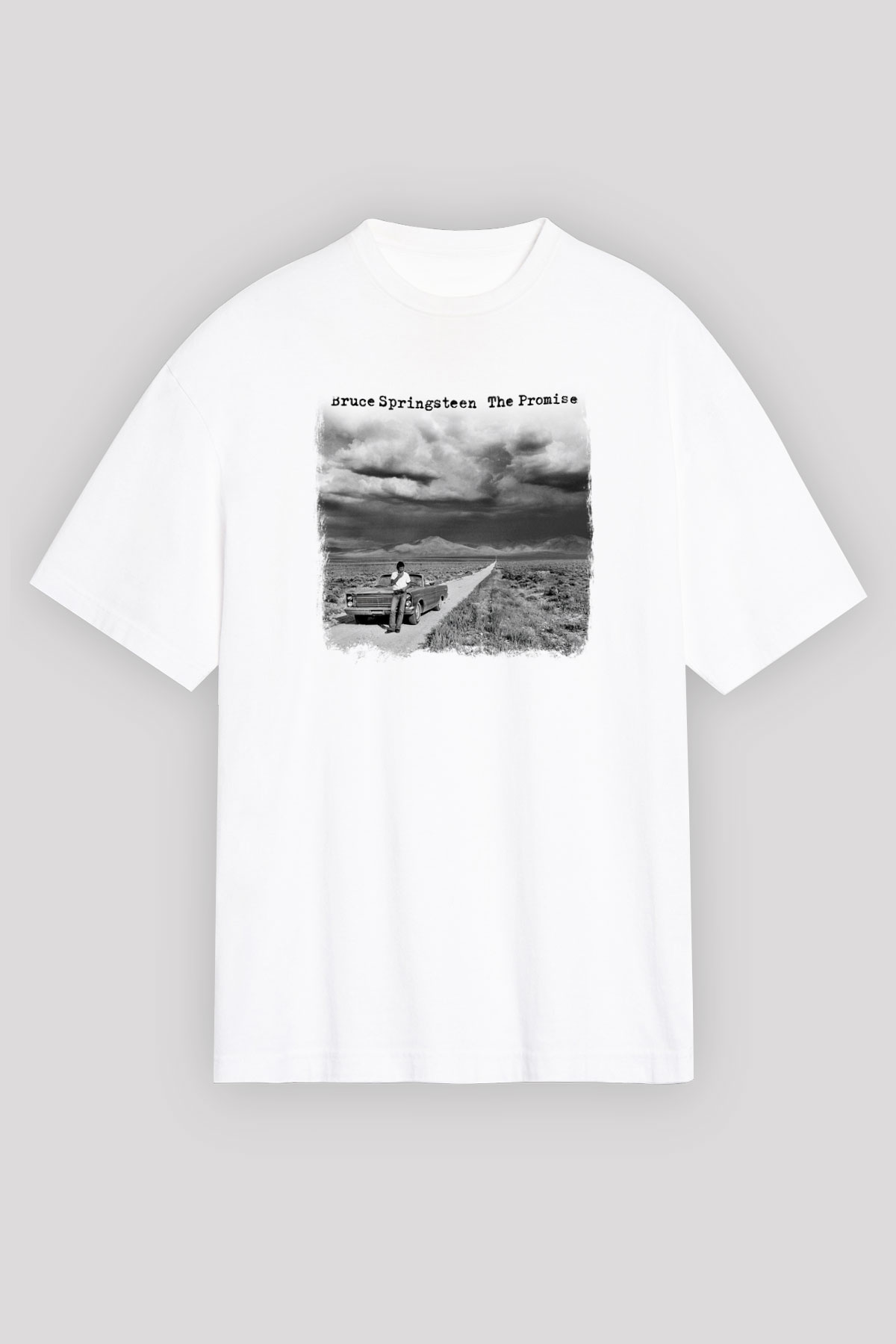Bruce Springsteen Baskılı Unisex Beyaz Oversize Tişört