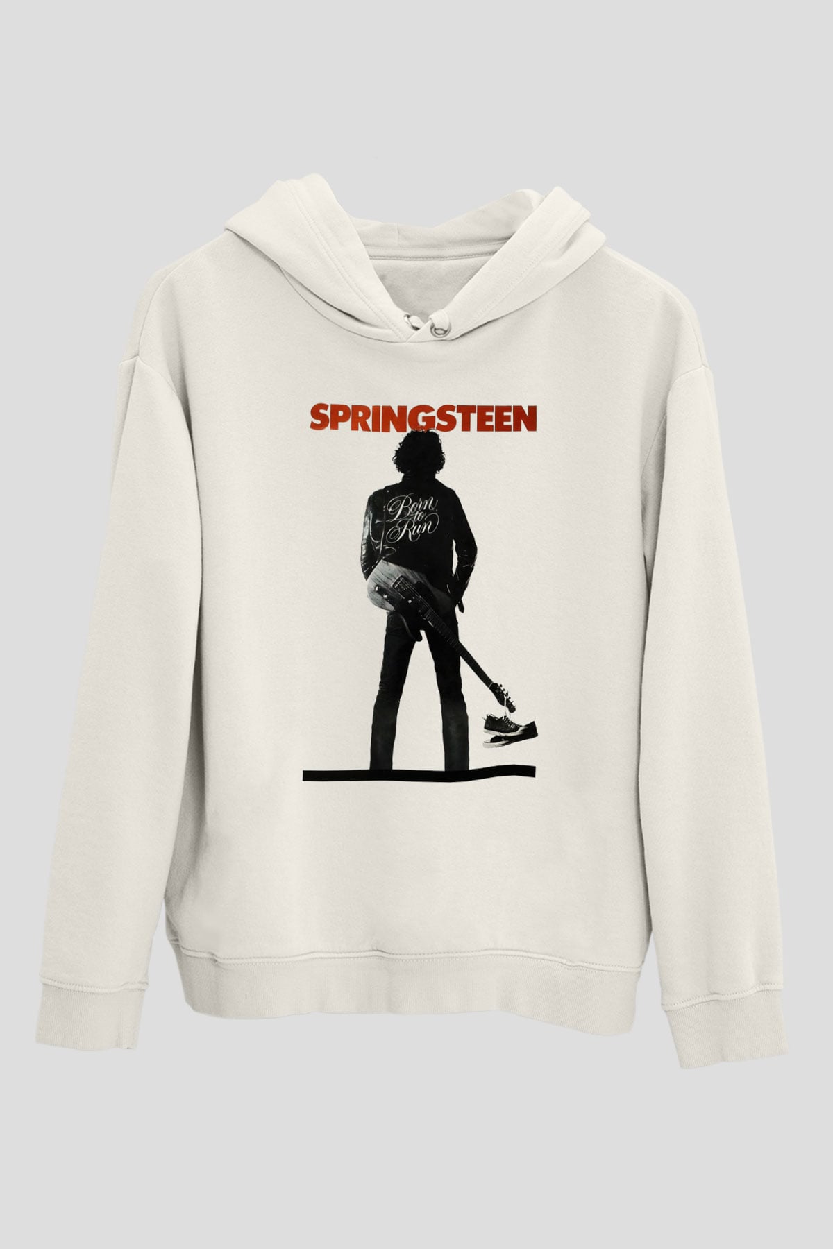 Bruce Springsteen Beyaz Unisex Kapüşonlu Sweatshirt