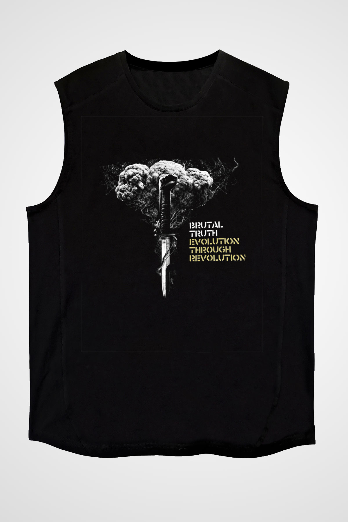 Brutal Truth Baskılı Unisex Siyah Kolsuz Tişört