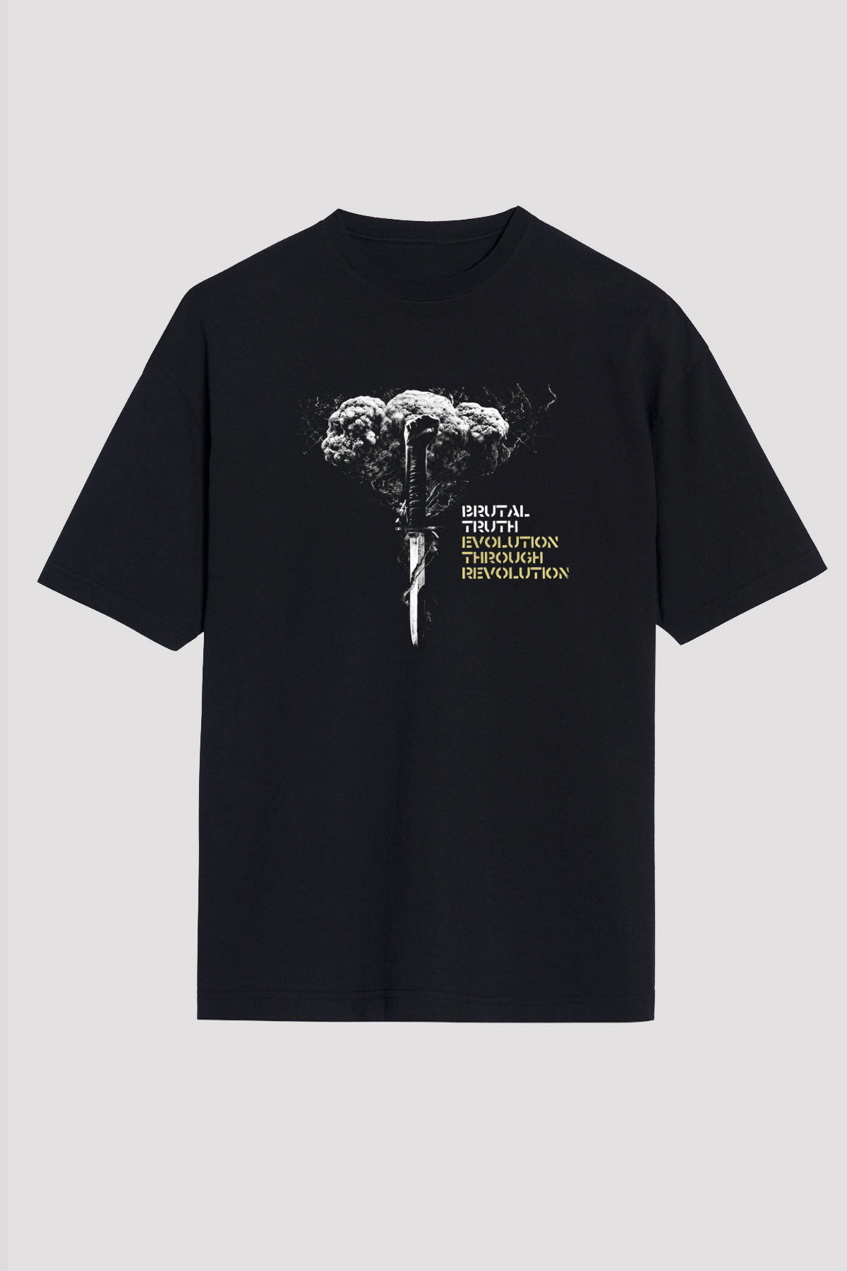 Brutal Truth Baskılı Unisex Siyah Oversize Tişört