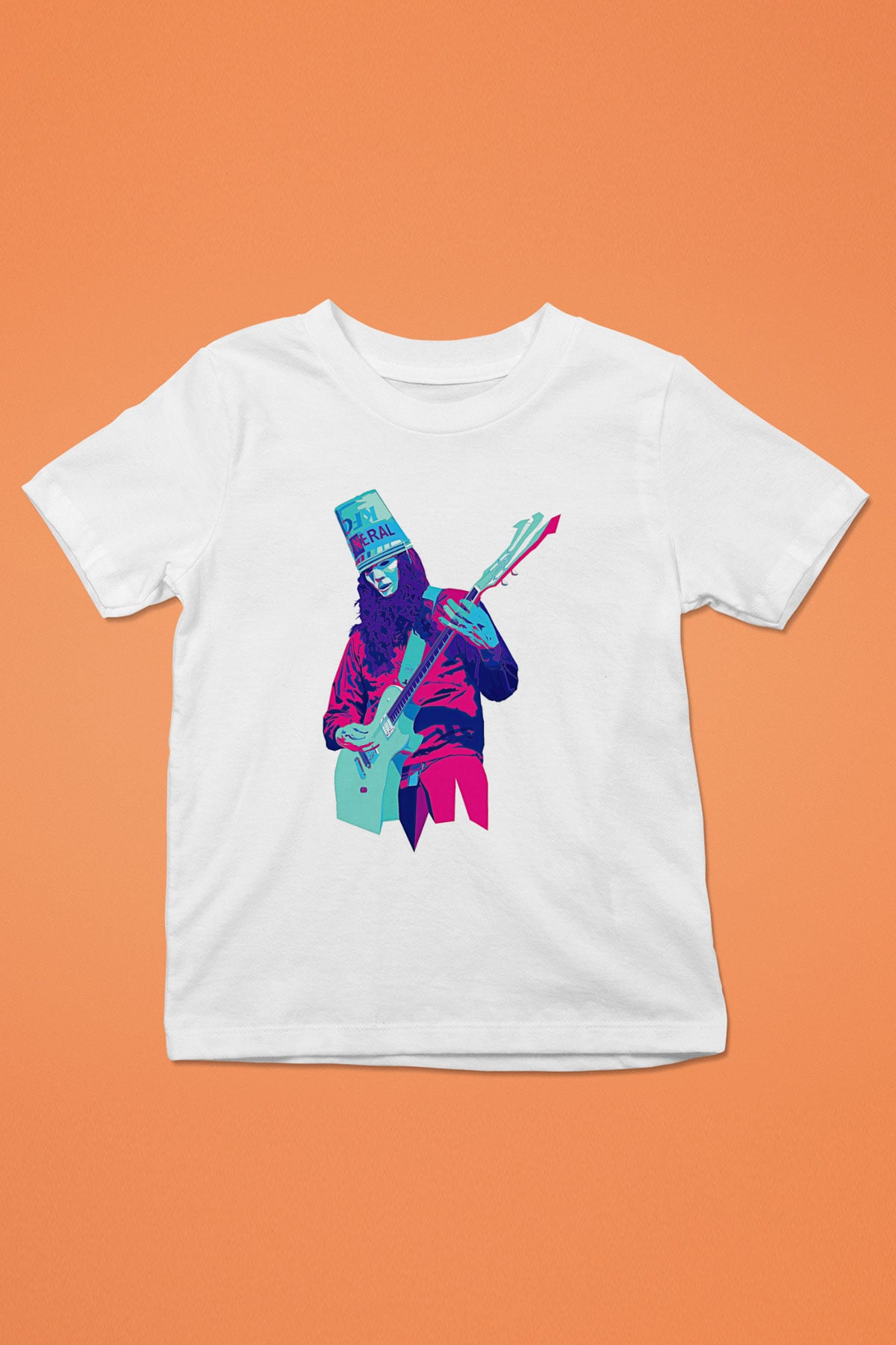 Buckethead Baskılı Beyaz Unisex Beyaz Çocuk Tişört - Tshirt