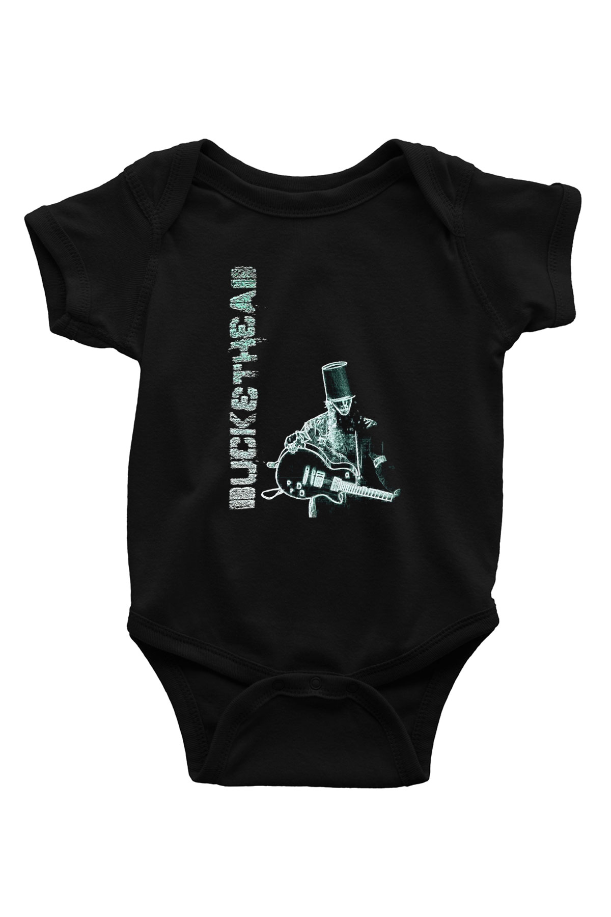 Buckethead Baskılı Unisex Siyah Bebek Body - Zıbın