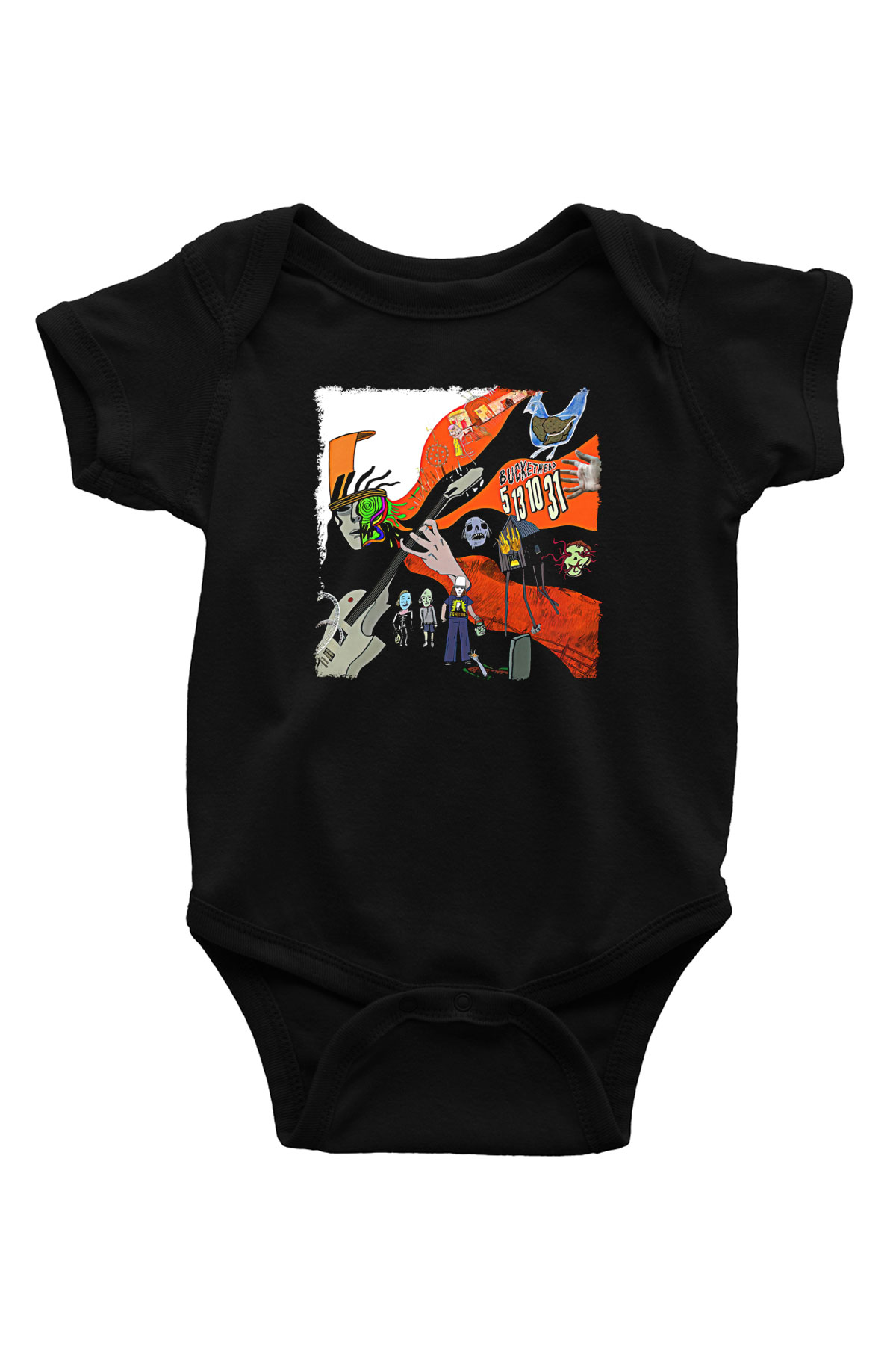 Buckethead Baskılı Unisex Siyah Bebek Body - Zıbın