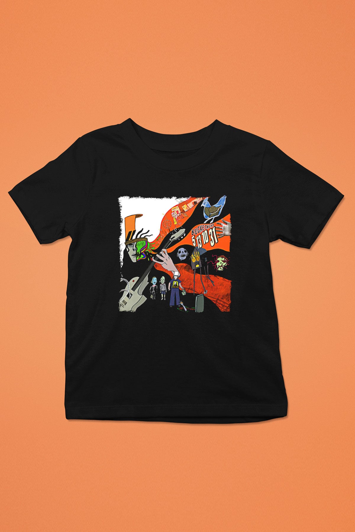 Buckethead Baskılı Unisex Siyah Çocuk Tişört - Tshirt