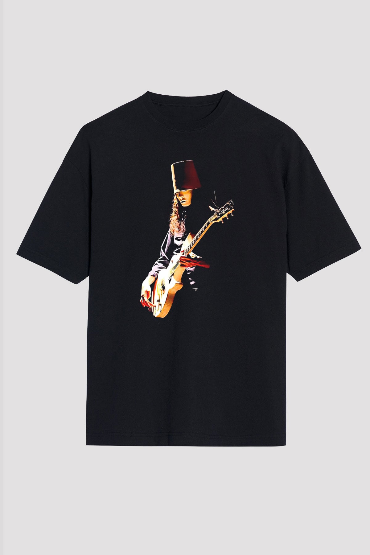 Buckethead Baskılı Unisex Siyah Oversize Tişört - Tshirt