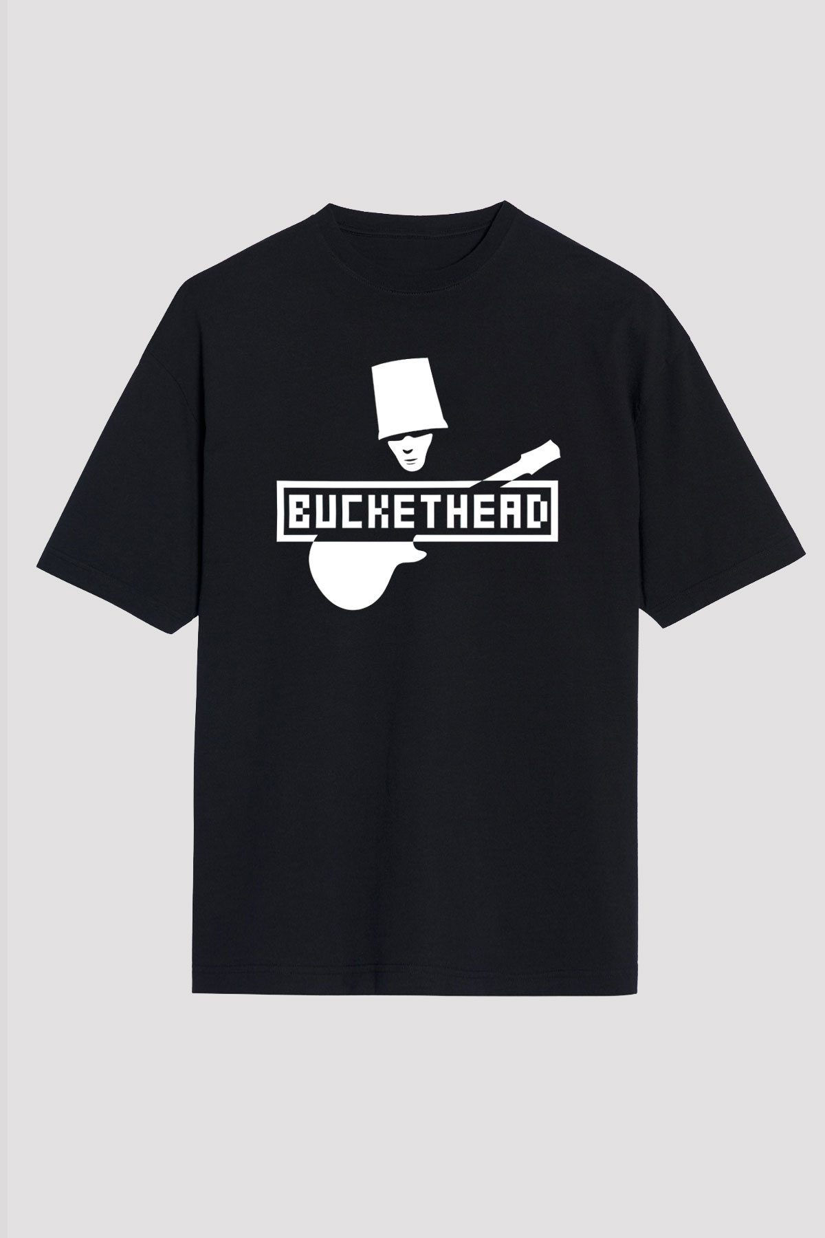 Buckethead Baskılı Unisex Siyah Oversize Tişört - Tshirt
