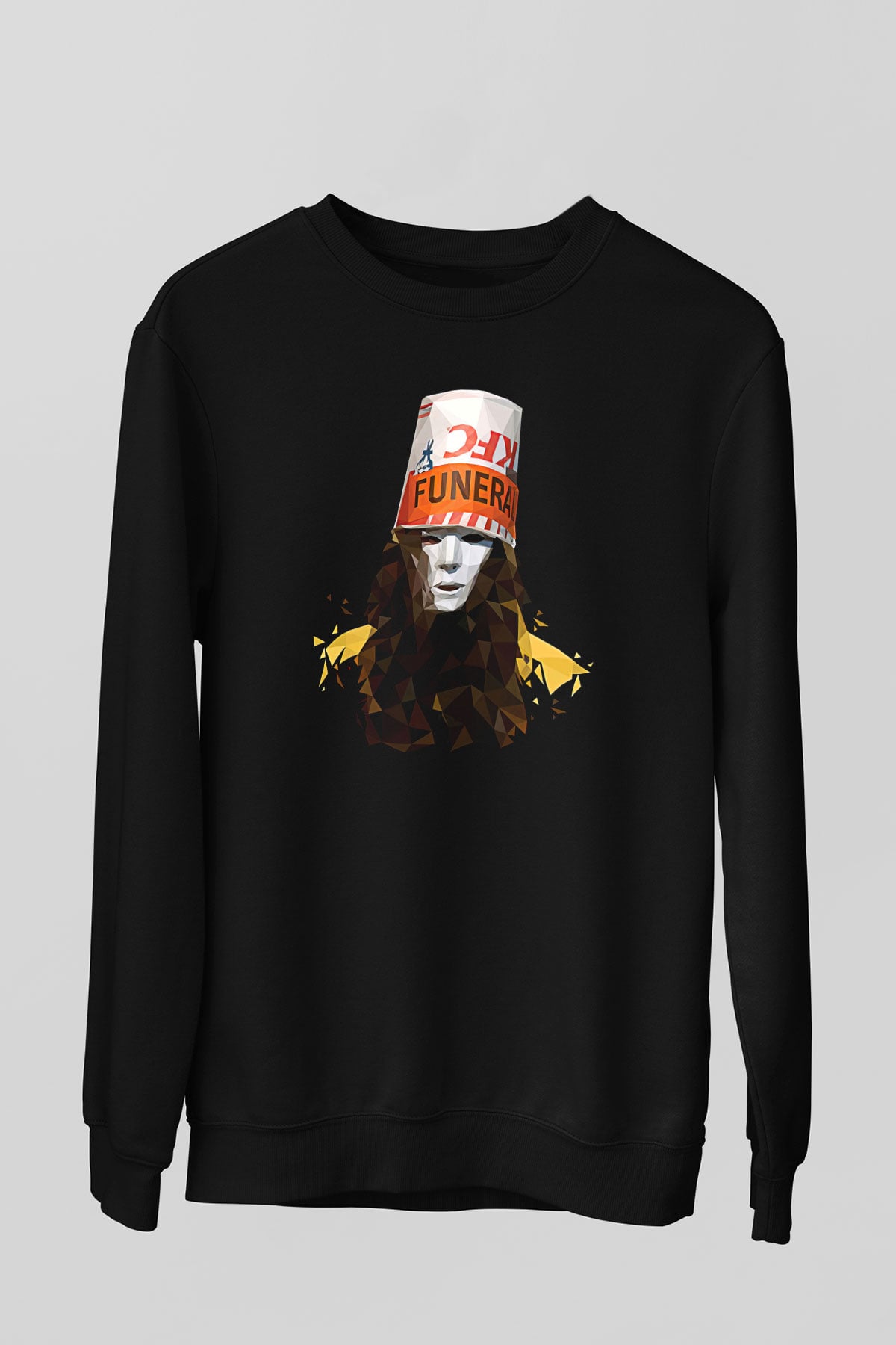 Buckethead Baskılı Unisex Siyah Sweatshirt
