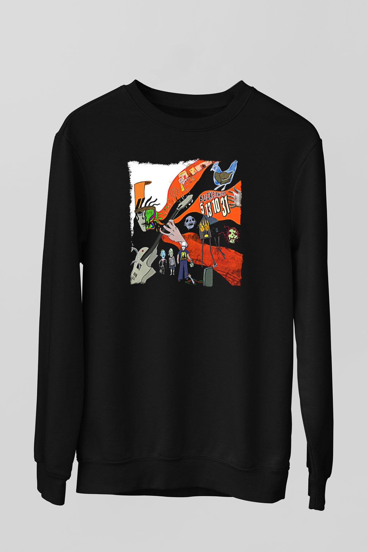 Buckethead Baskılı Unisex Siyah Sweatshirt