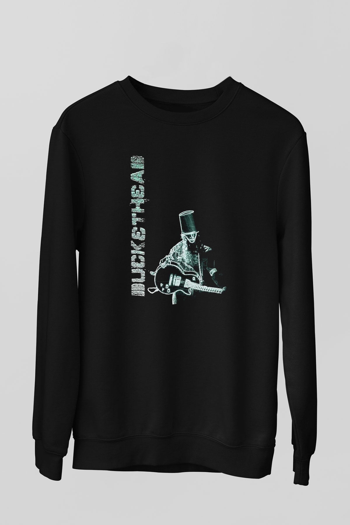 Buckethead Baskılı Unisex Siyah Sweatshirt
