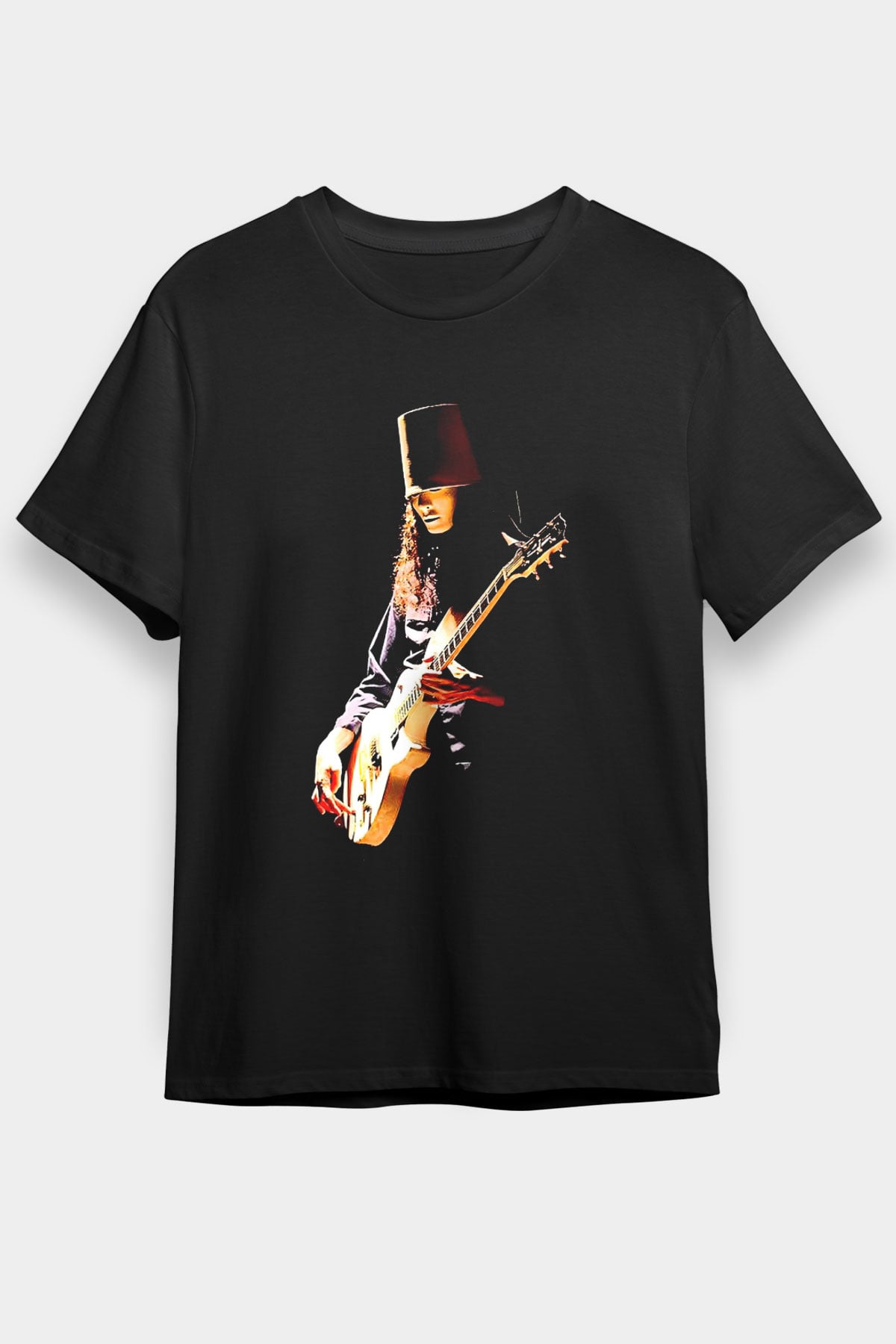 Buckethead Baskılı Unisex Siyah Tişört - Tshirt