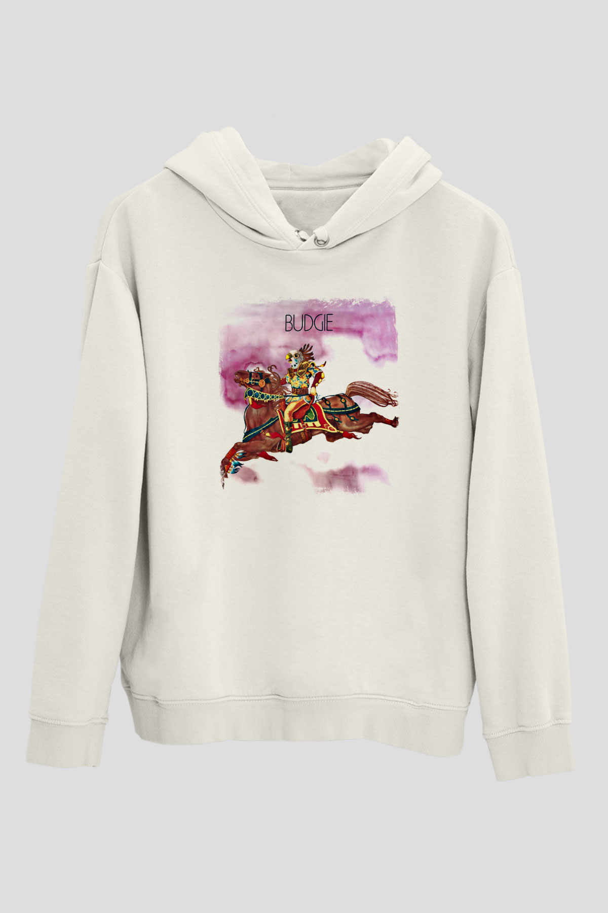Budgie Baskılı Unisex Beyaz Hoodie