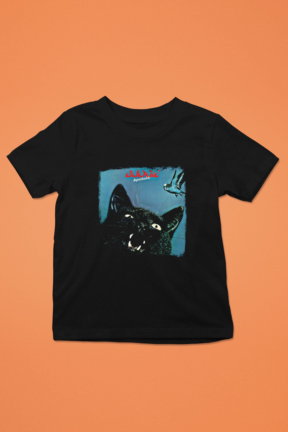 Budgie Baskılı Unisex Siyah Çocuk Tişört