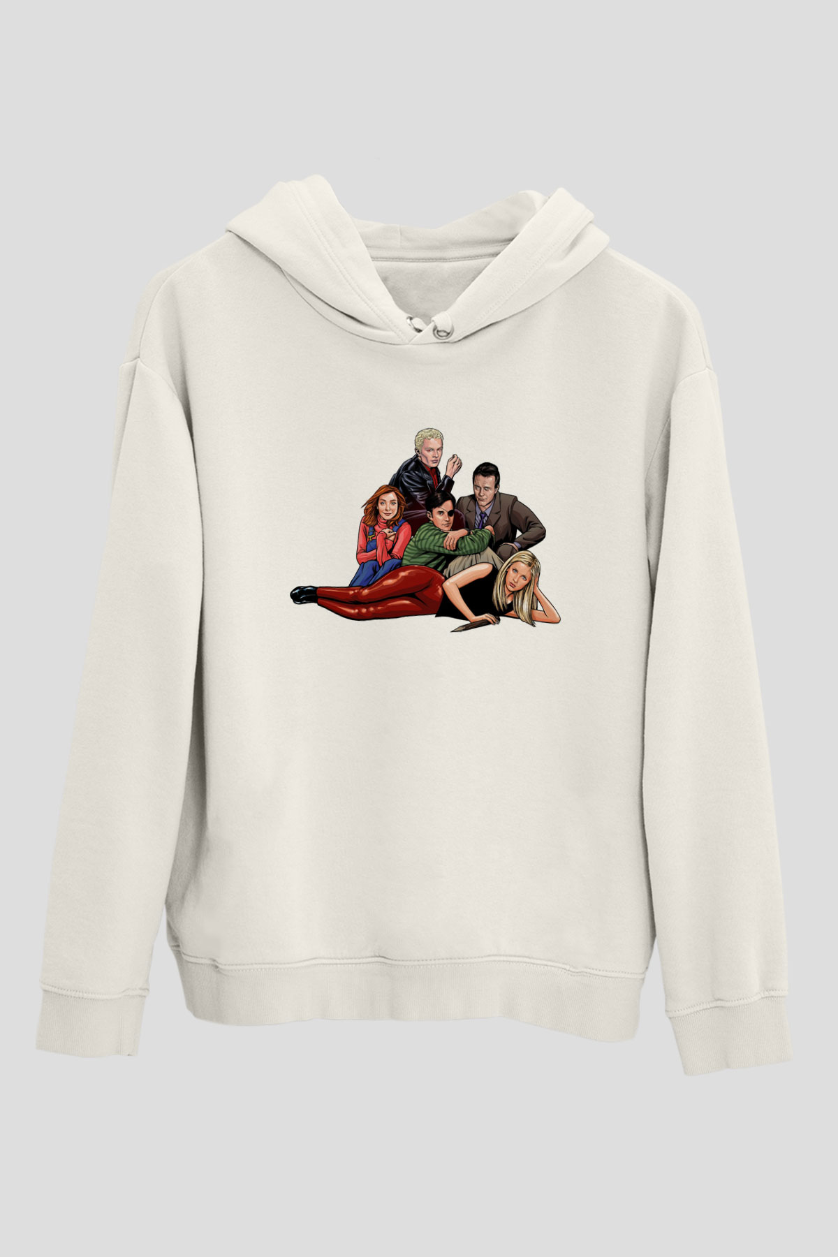 Buffy the Vampire Slayer Beyaz Unisex Kapşonlu Sweatshirt