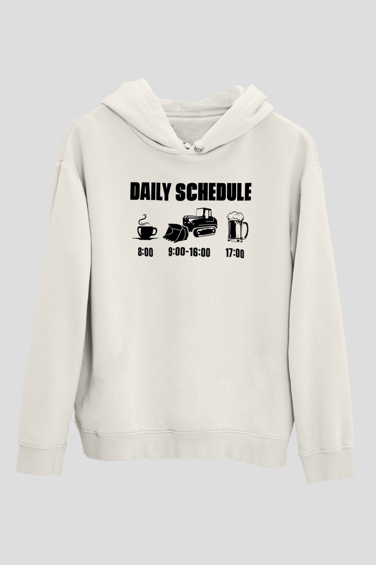 Buldozer operatörü Beyaz Unisex Kapüşonlu Sweatshirt