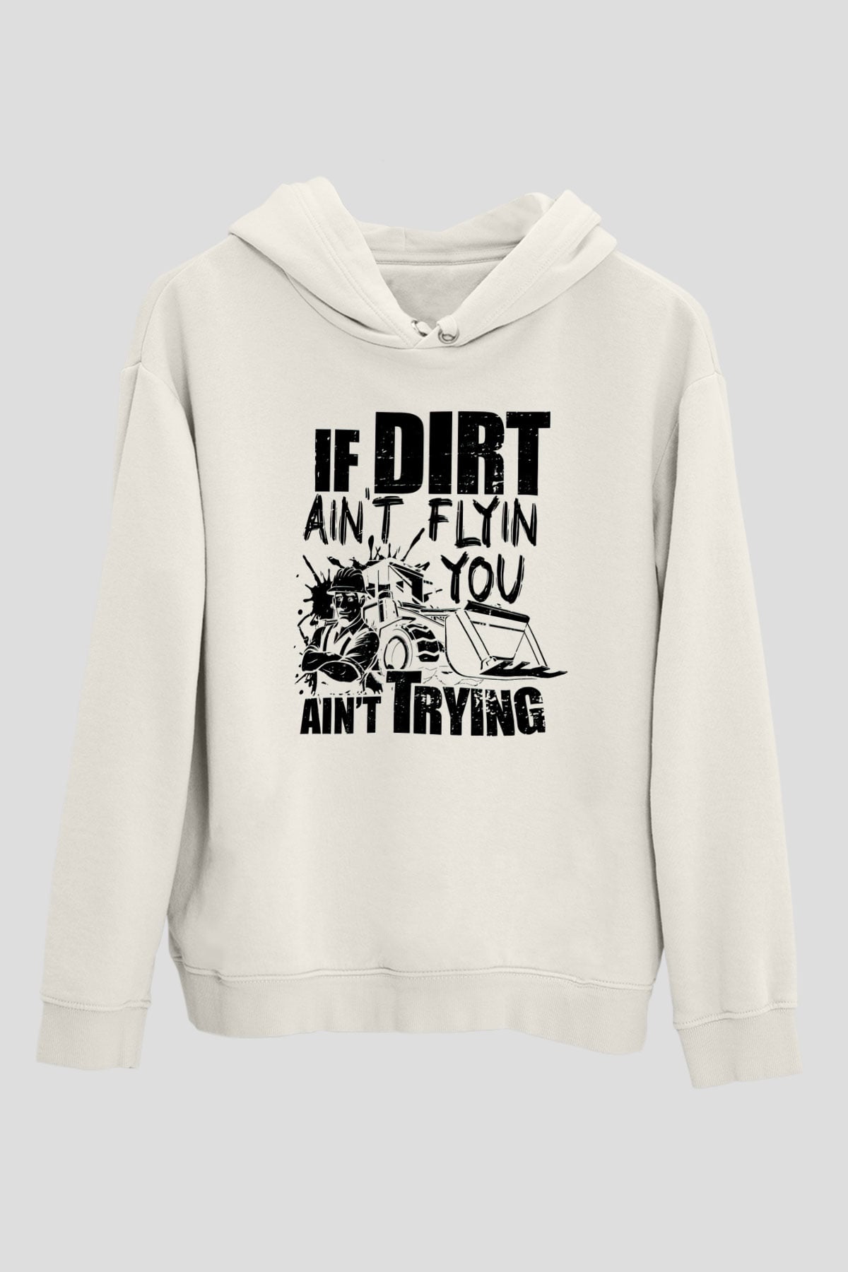 Buldozer operatörü Beyaz Unisex Kapüşonlu Sweatshirt