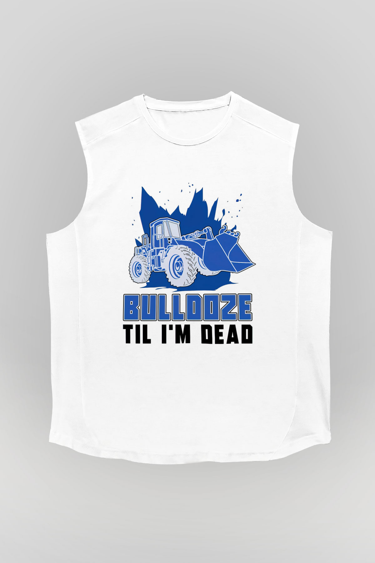 Buldozer operatörü Beyaz Unisex Kolsuz Tişört